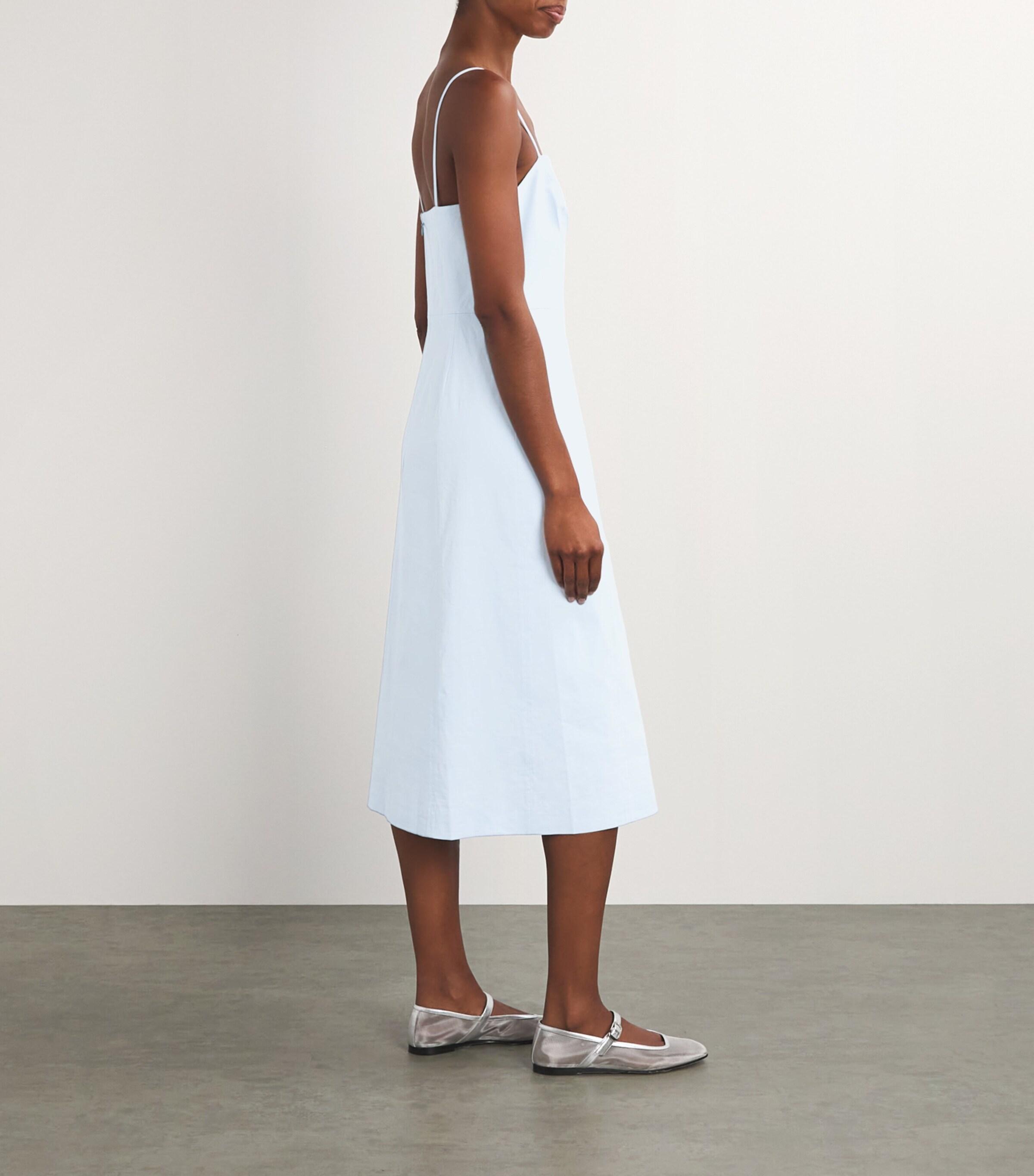 Theory Linen-Blend Midi Dress in White | Lyst