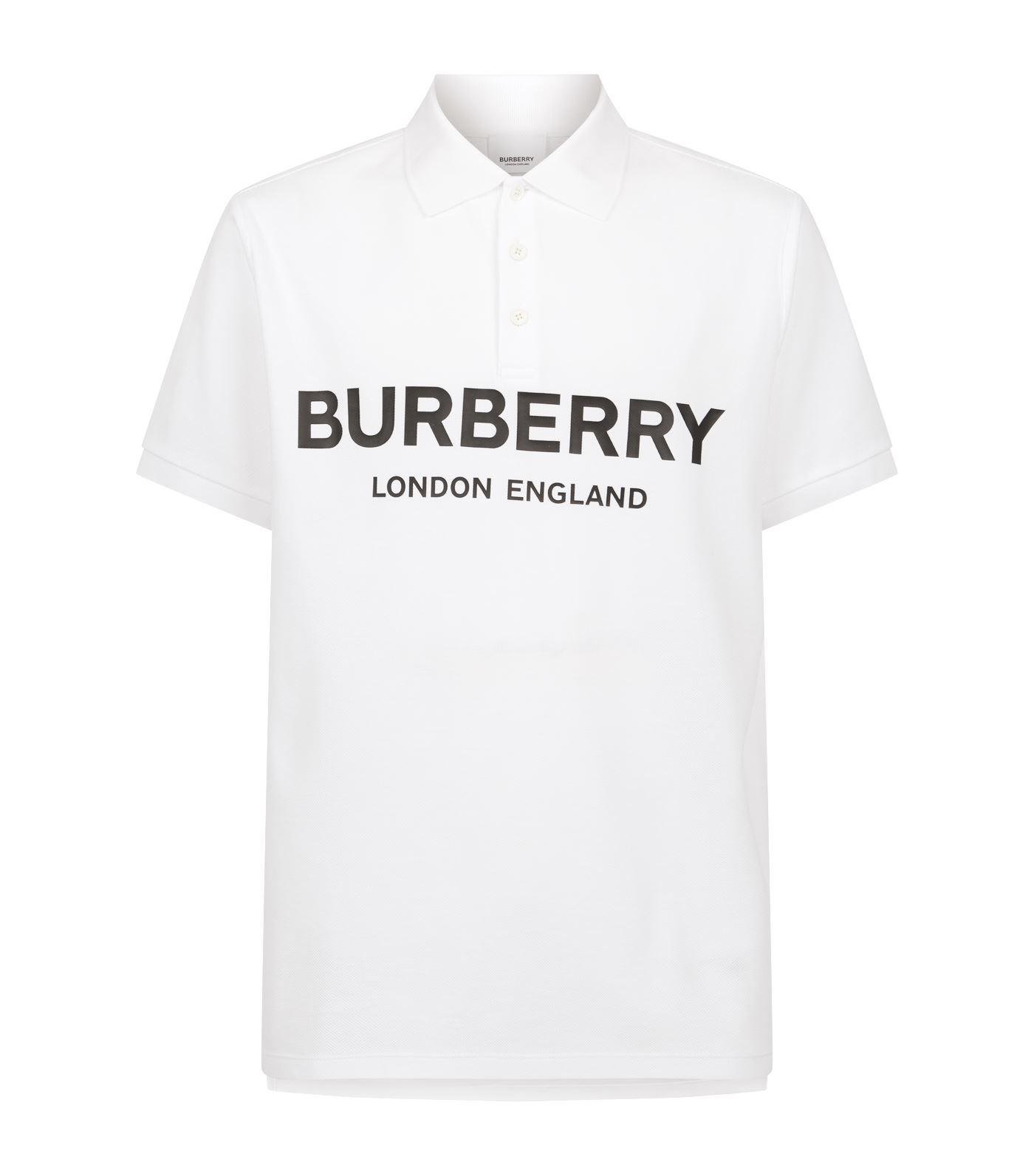 Burberry Logo Polo Shirt in White for Men - Lyst