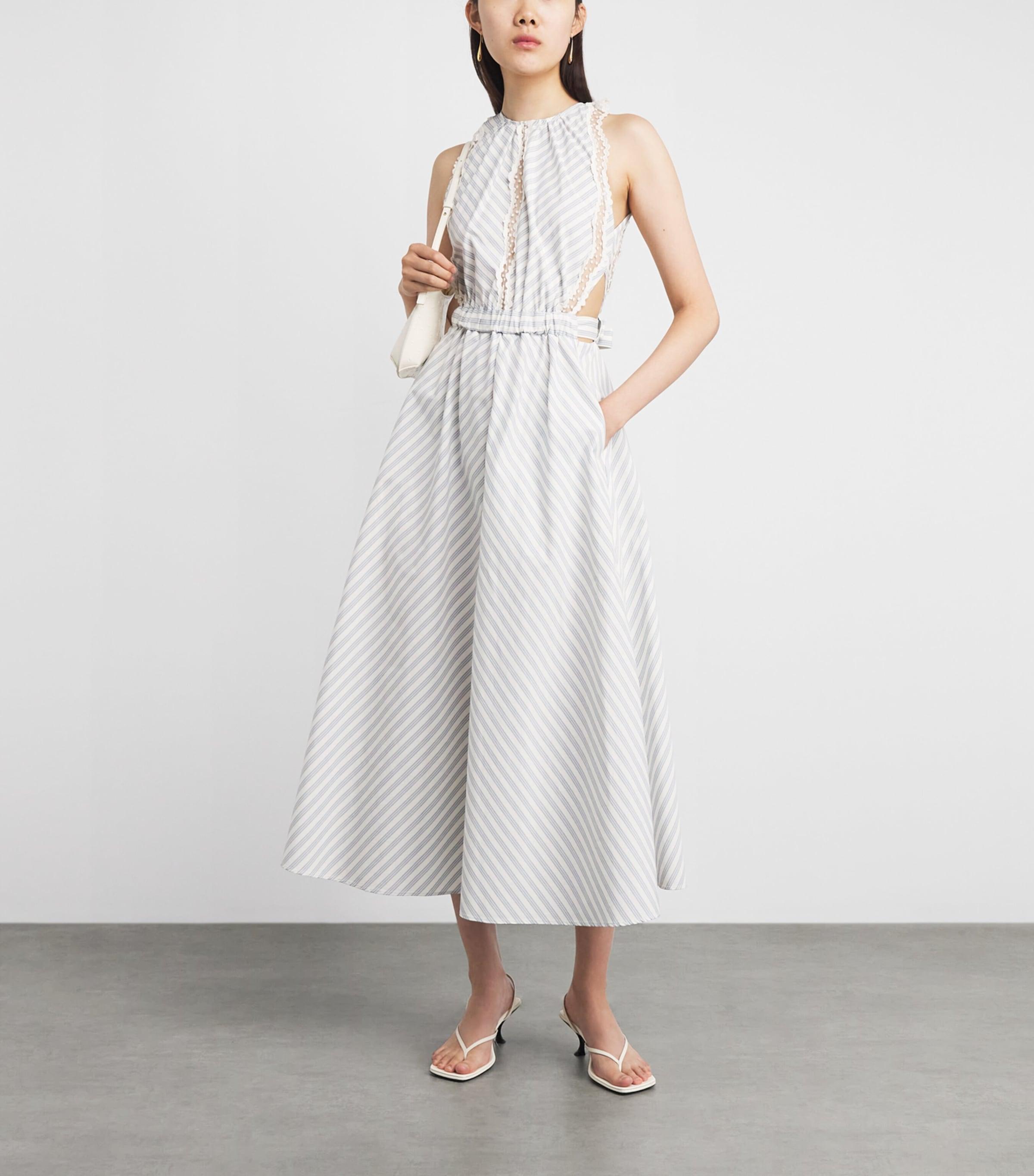 sandro solena embroidered cutout midi dress Sandro Solena Midi Dress - White