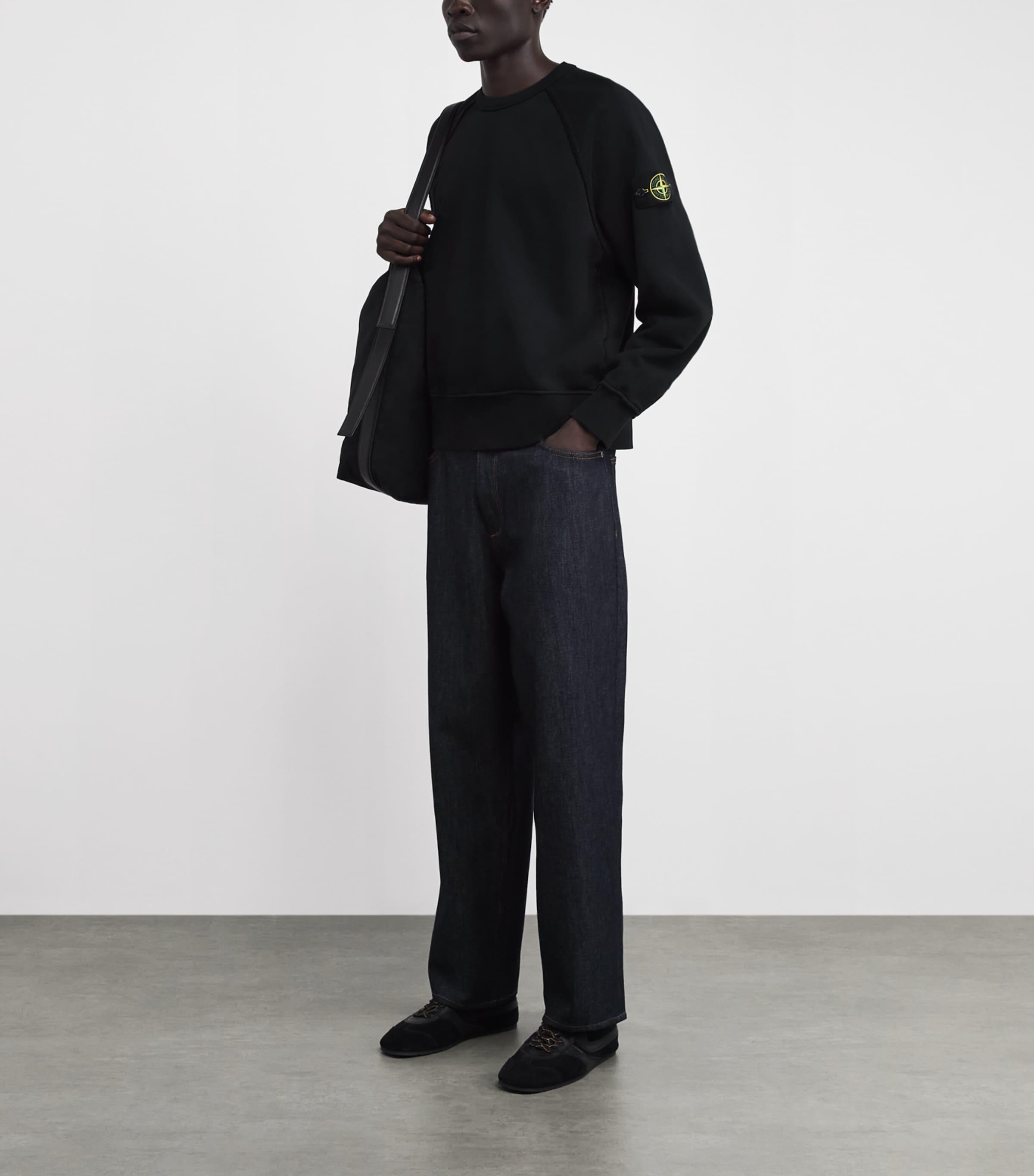 Stone Island Organic Cotton Raglan-Sleeve Sweatshirt in Black for 