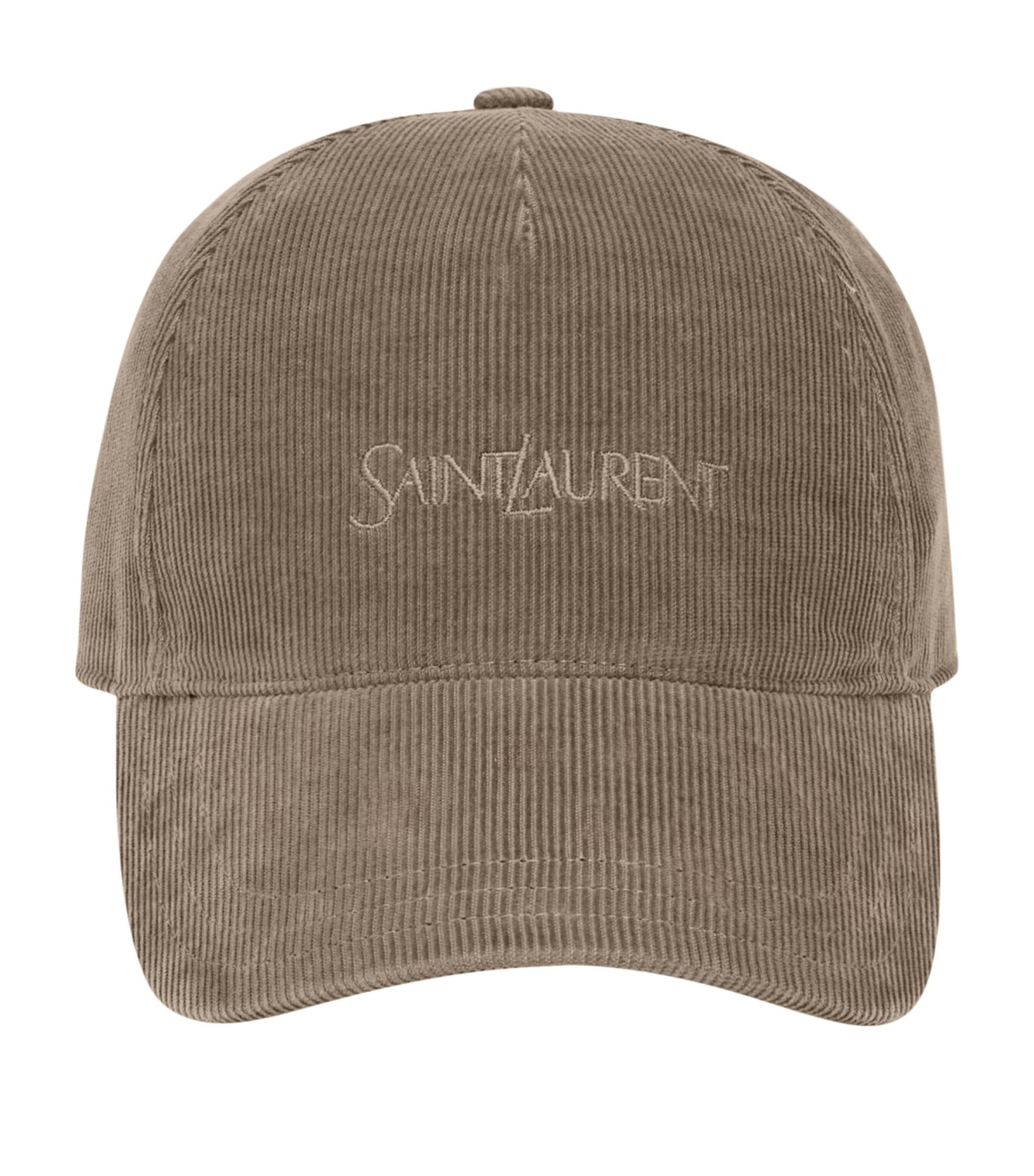 Saint Laurent Corduroy Logo Baseball Cap in Brown | Lyst