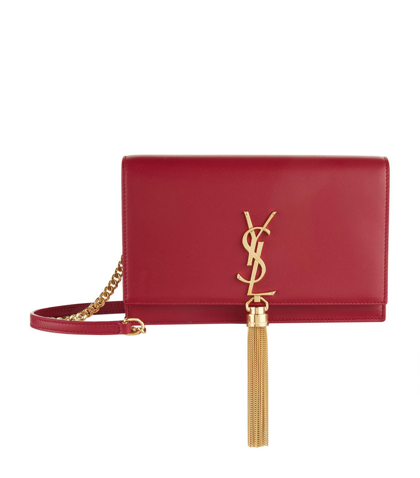 Saint Laurent Small Leather Kate Tassel Shoulder Bag in Red | Lyst