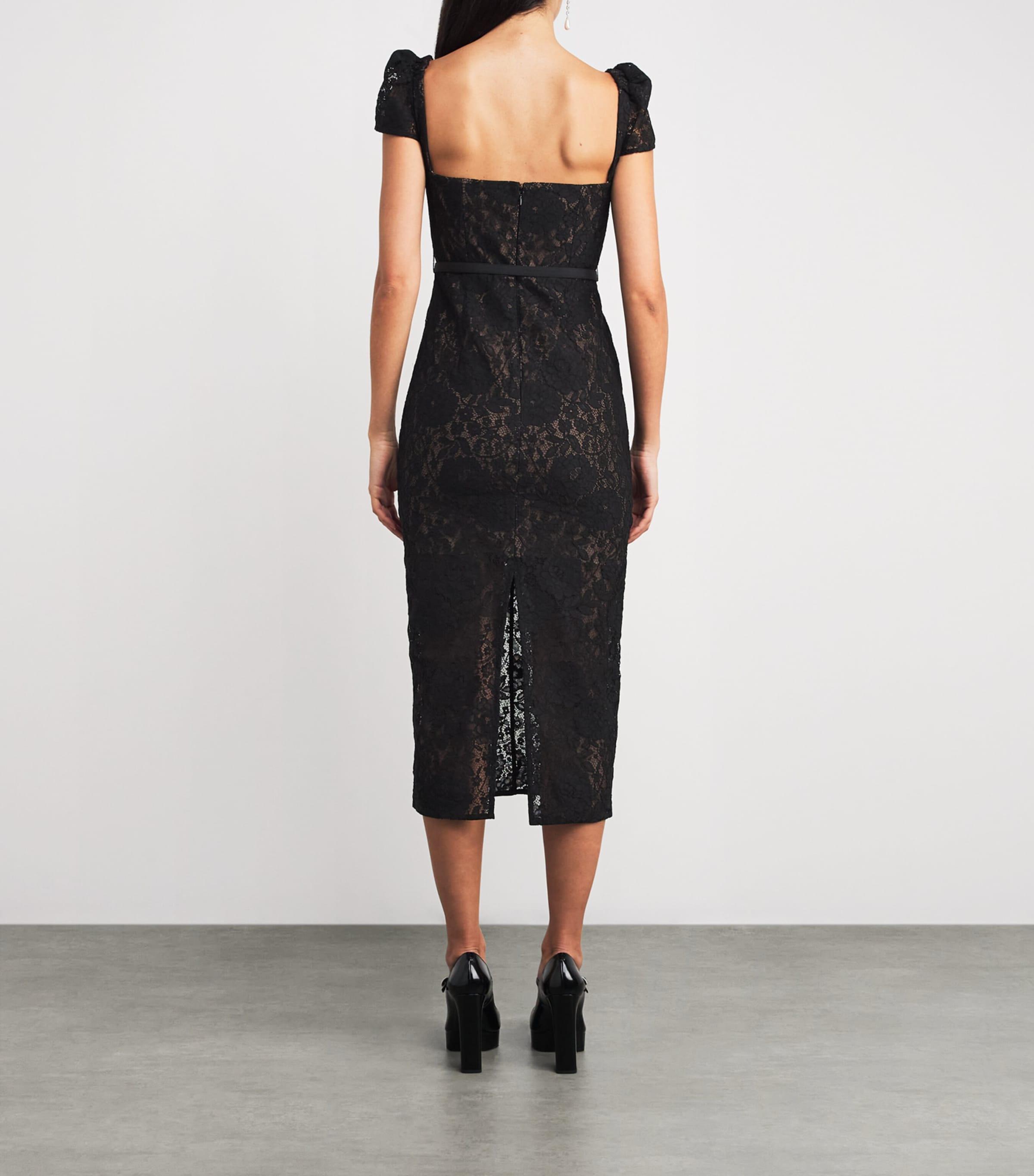 Self-Portrait Lace Midi Dress in Black | Lyst