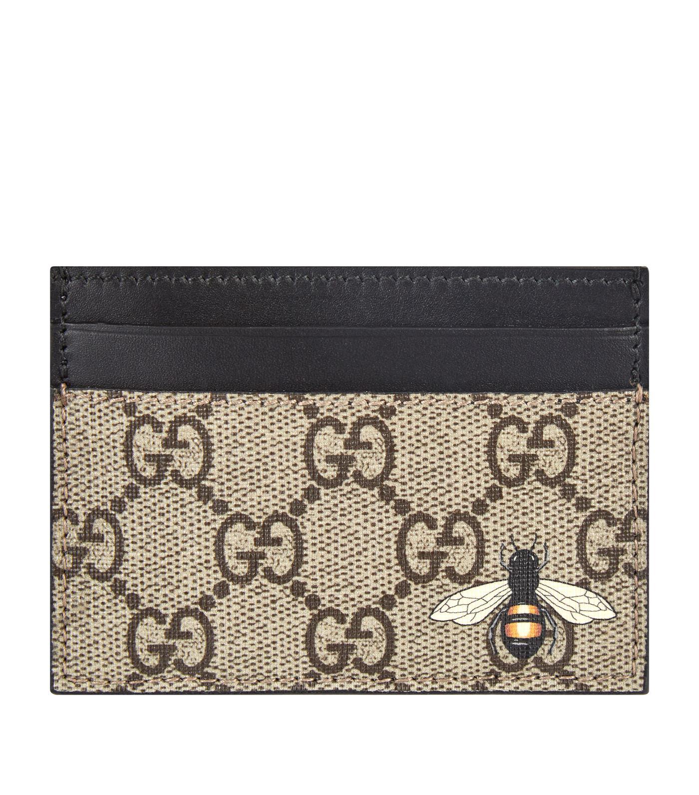 Gucci Canvas Bestiary Bee-print GG Supreme Card Case in Beige (Natural) for  Men - Lyst