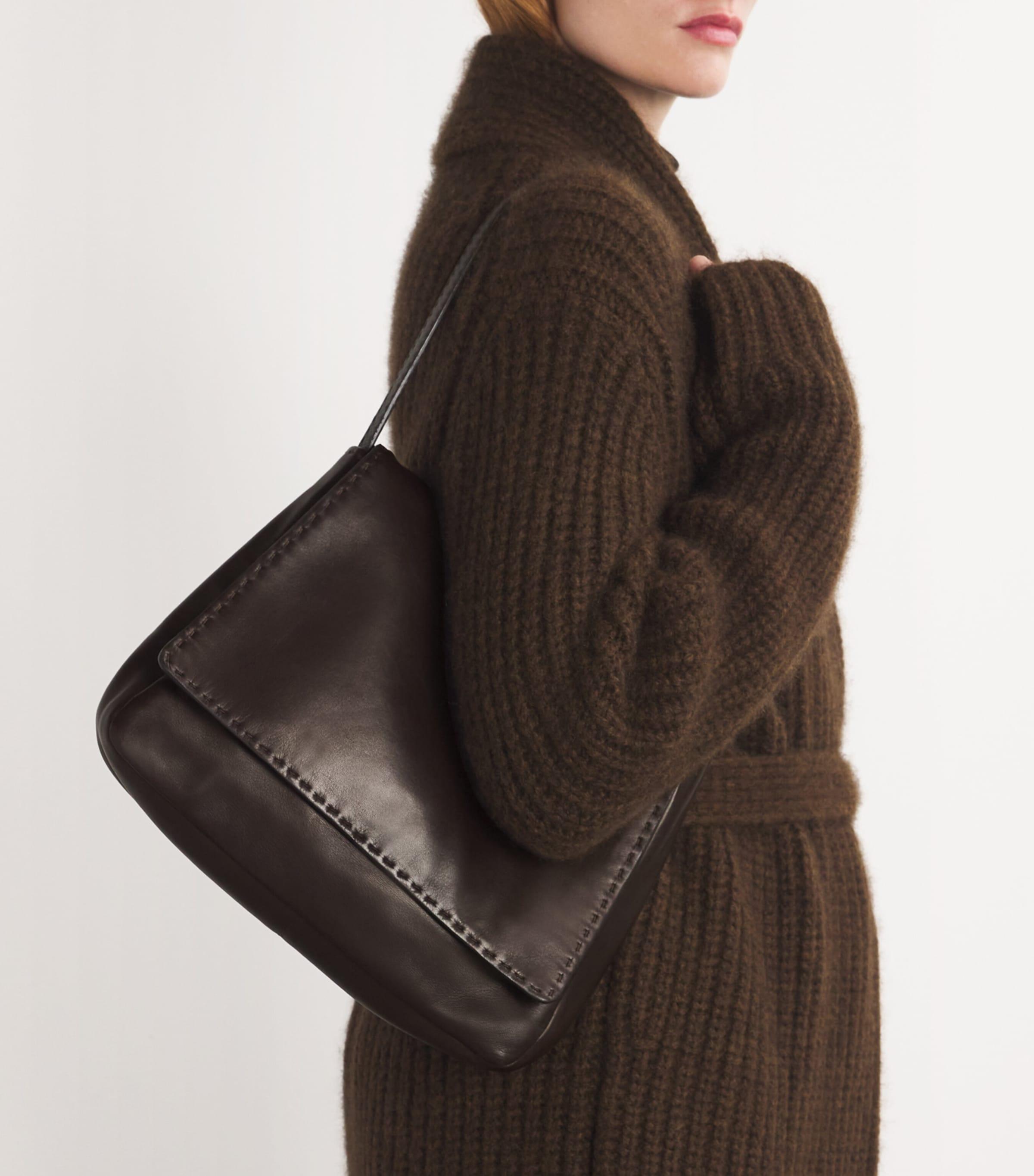The Row Nuance Leather Shoulder Bag in Black | Lyst
