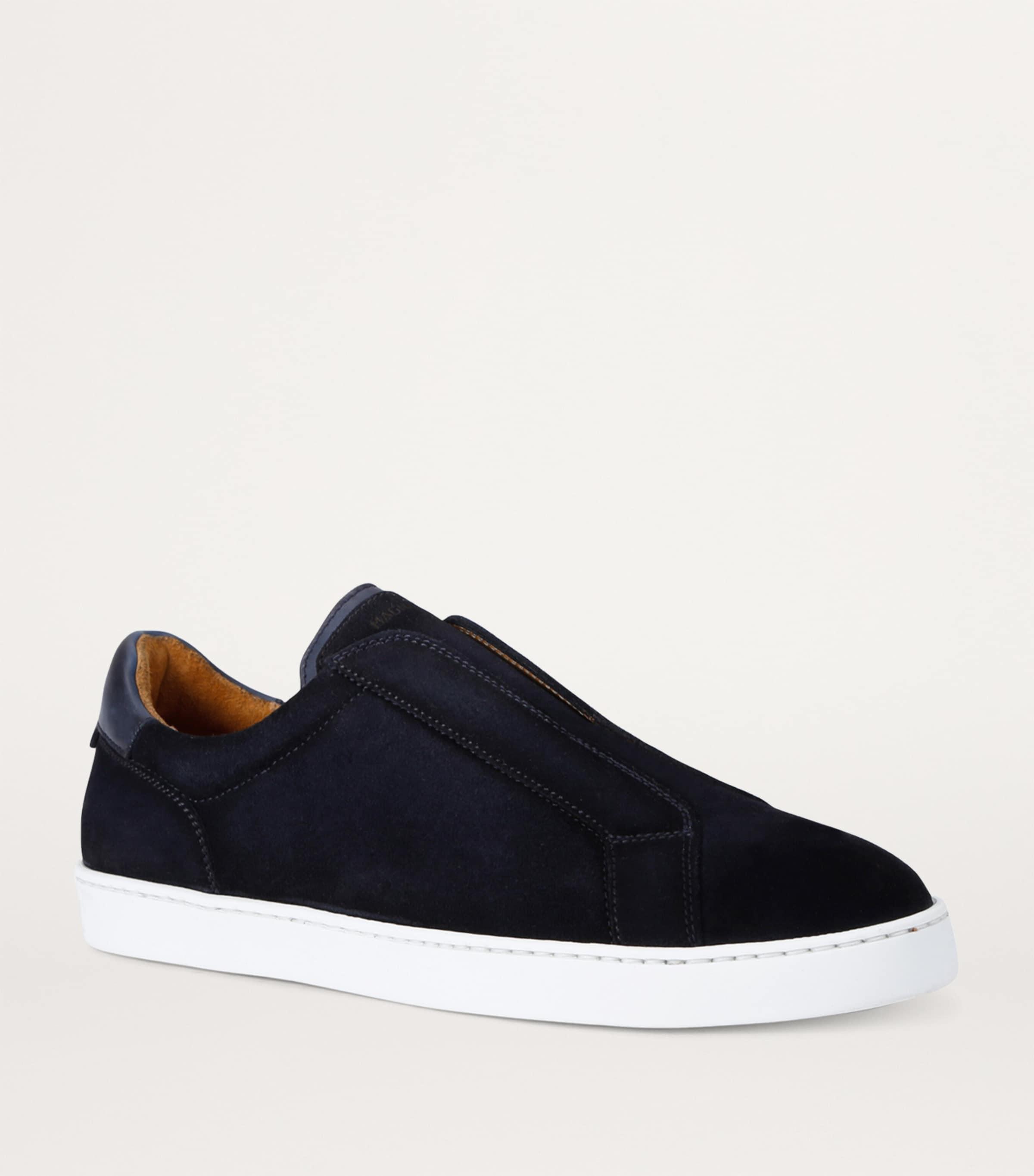 Navy Black Laceless Trainers Magnanni Leather Laceless Sneakers In