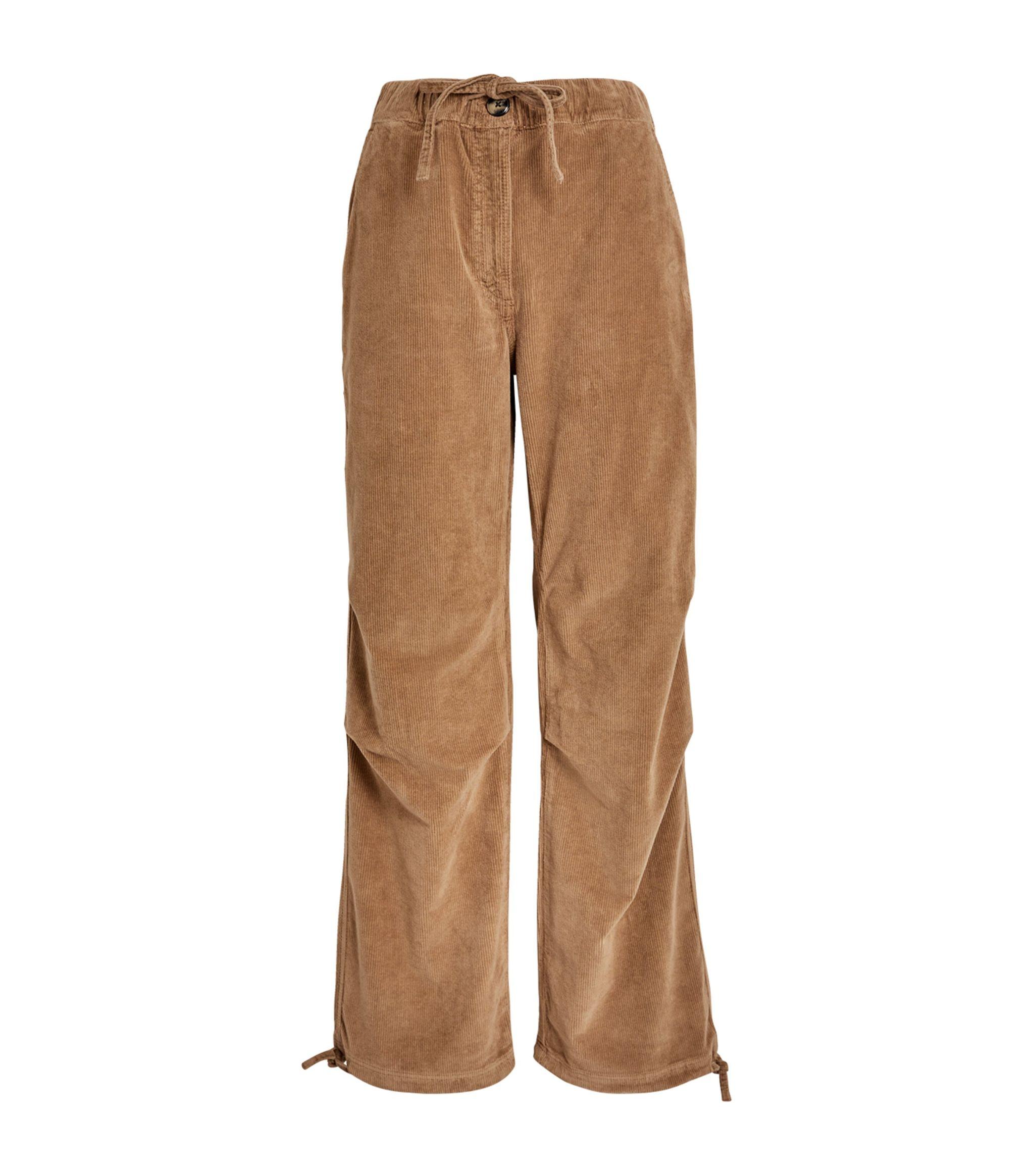 Ganni Organic Cotton Corduroy Trousers in Brown