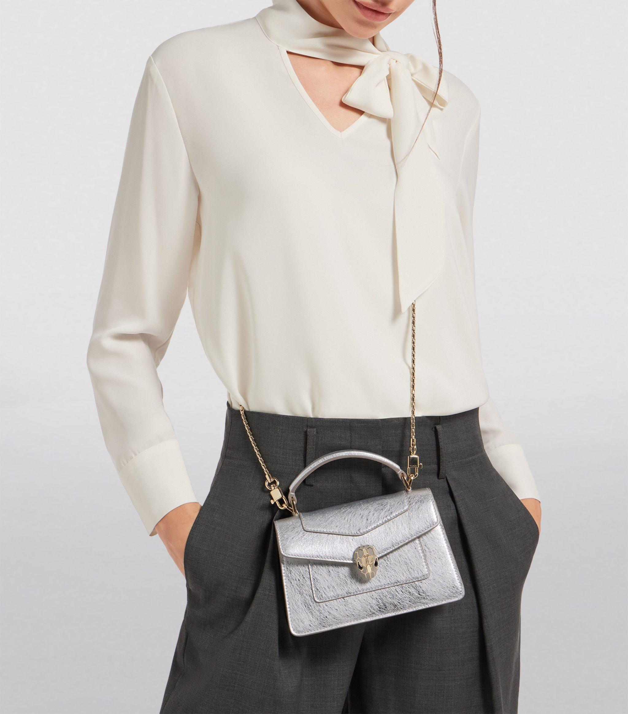 BVLGARI Mini Metallic Serpenti Forever Top Handle Bag in Gray Lyst