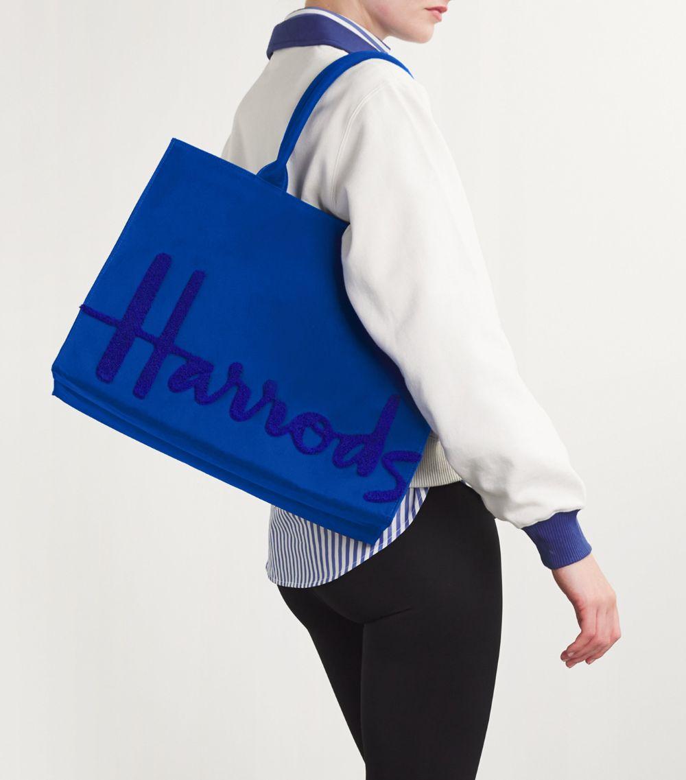 Harrods Large Cotton Logo Tote Bag in Blue Lyst
