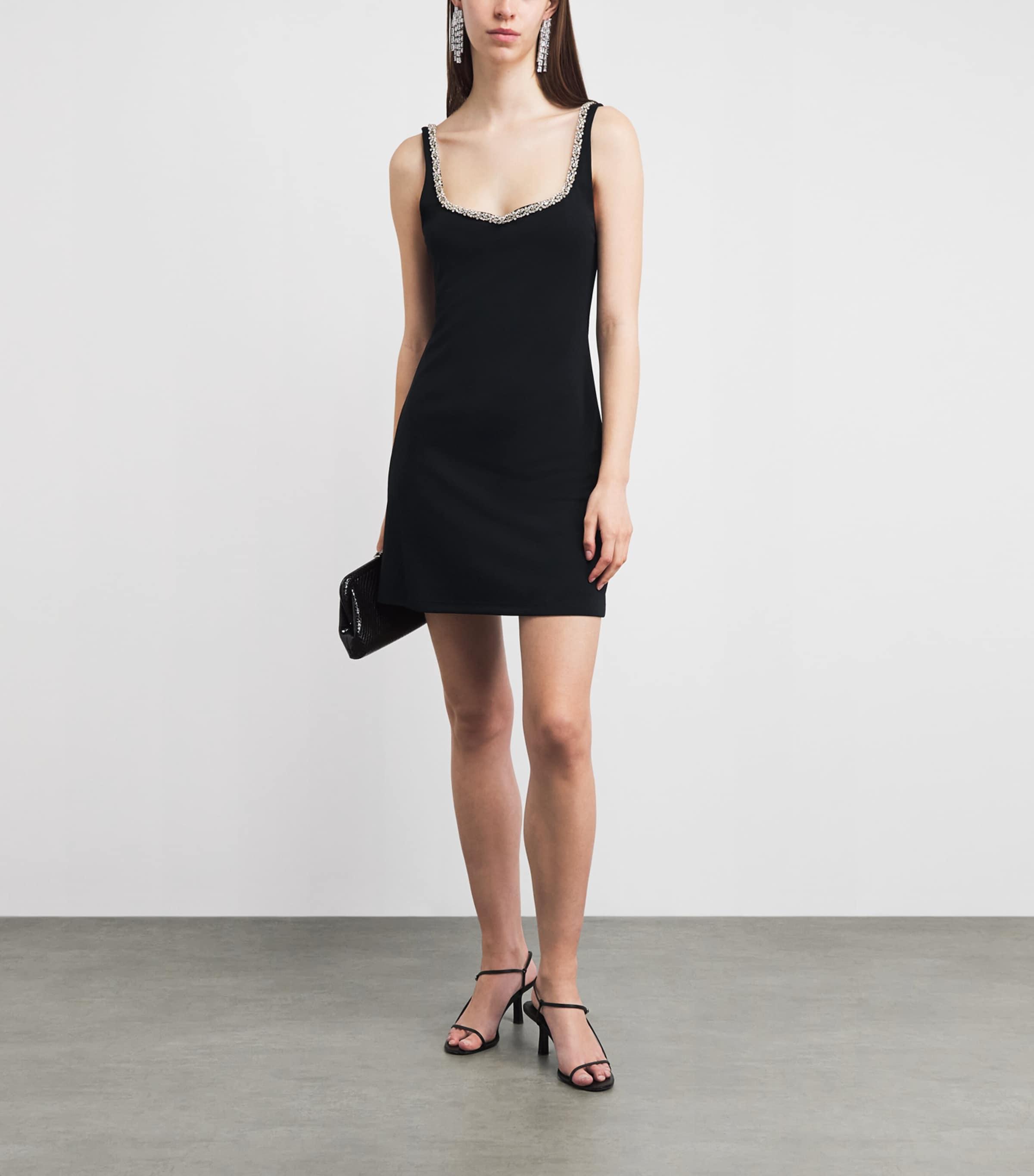 Alice + Olivia Crystal-Embellished Eve Mini Dress in Black