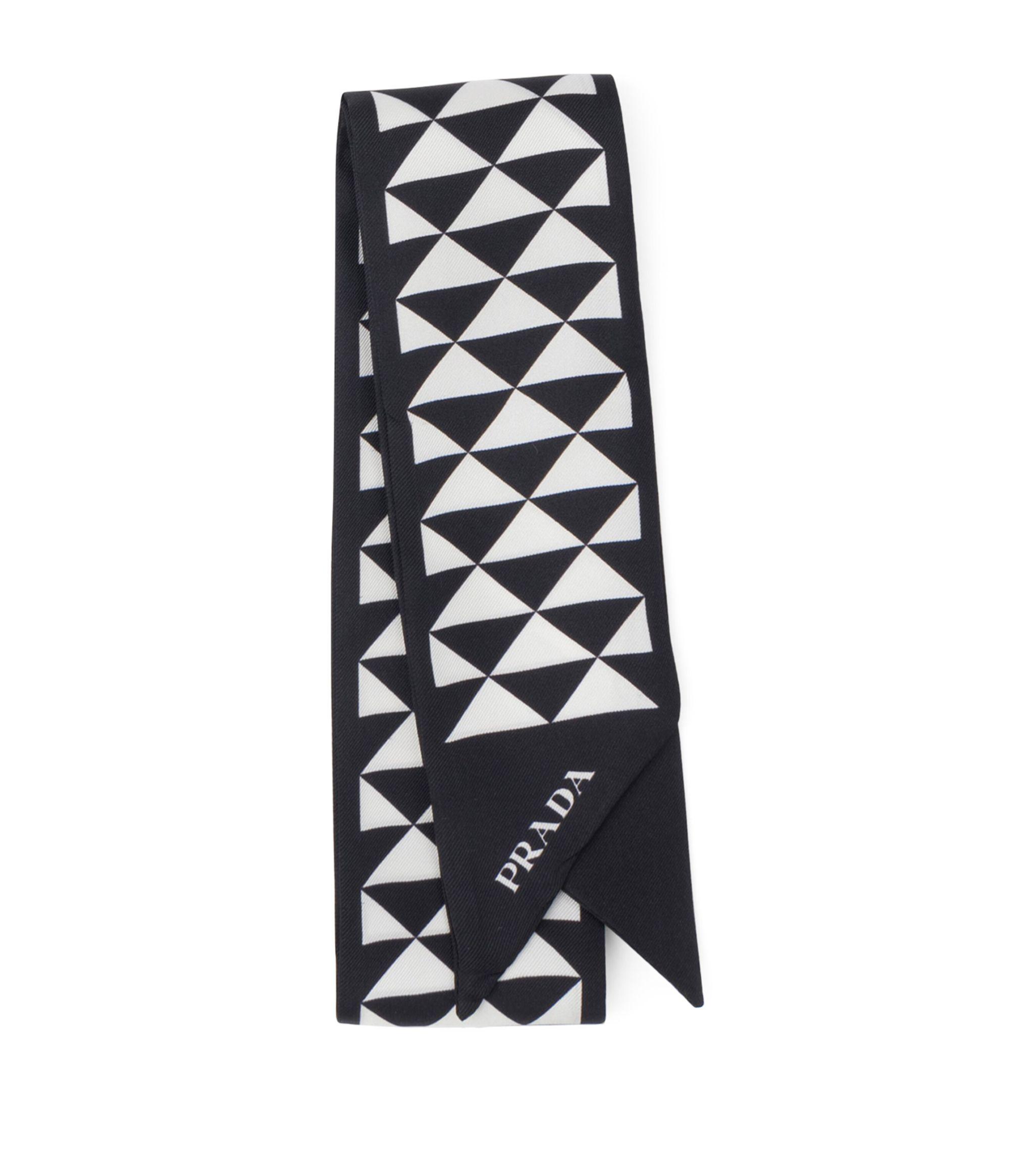 Prada Silk Triangle Skinny Scarf in Black | Lyst Canada