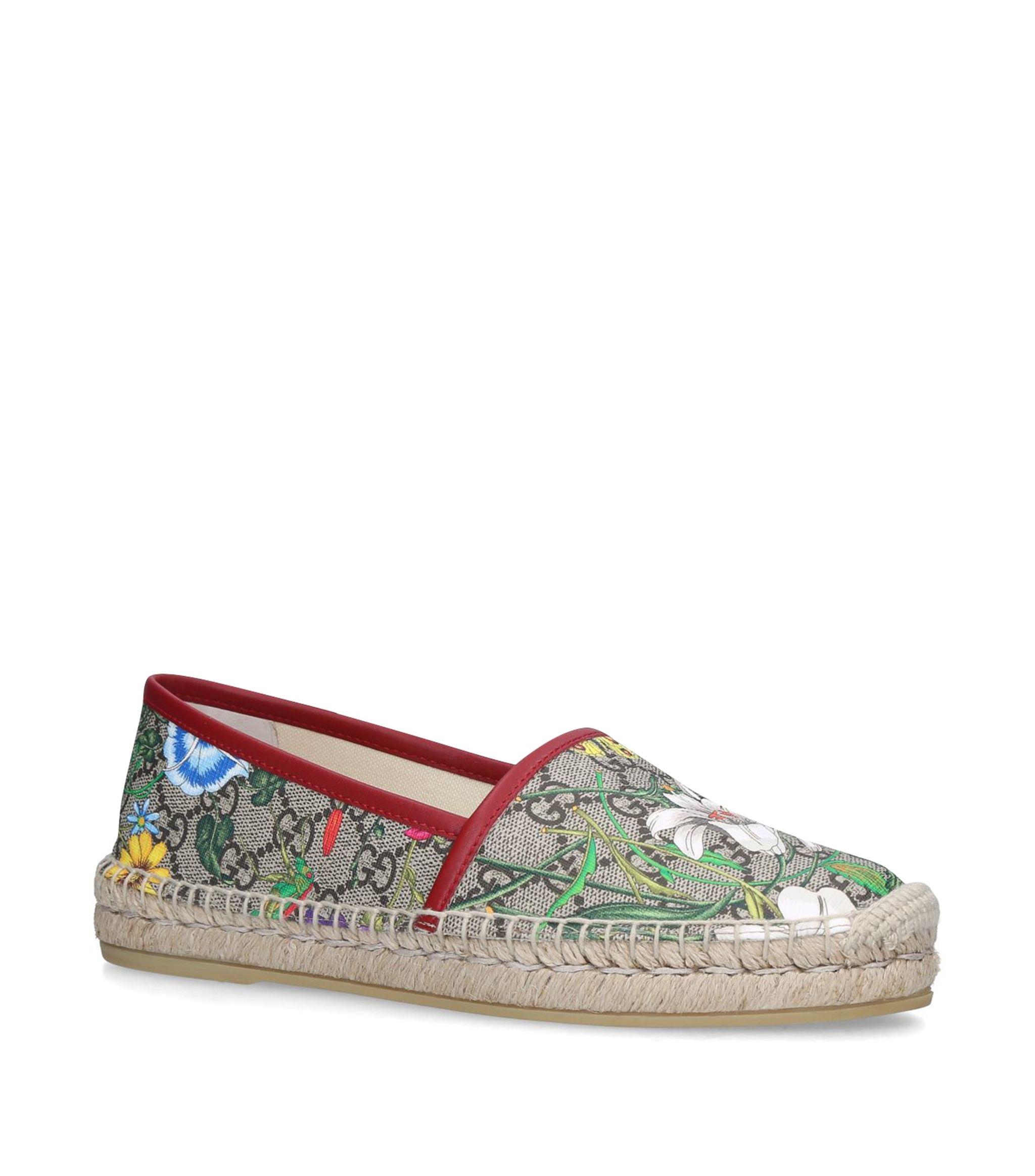 Gucci Gg Supreme Floral Espadrilles in Natural | Lyst