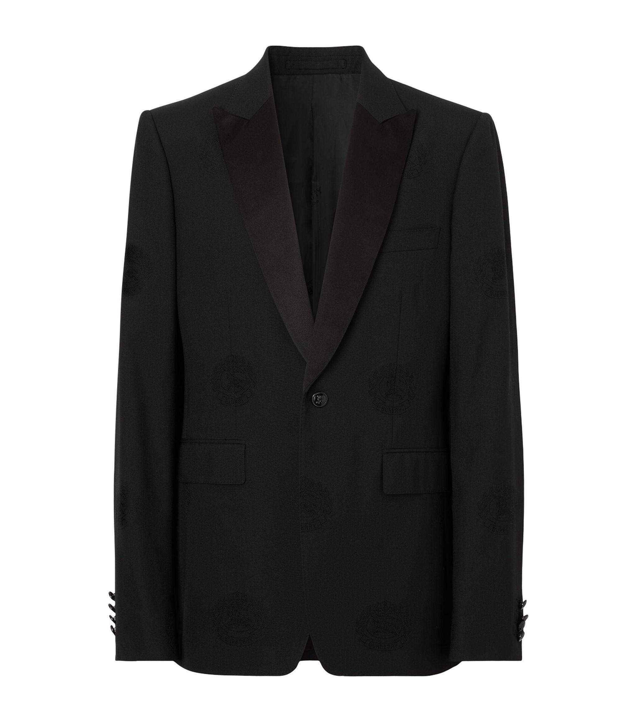 Burberry Oak Leaf Crest-detail Tailored Jacket in Black for Men | Lyst