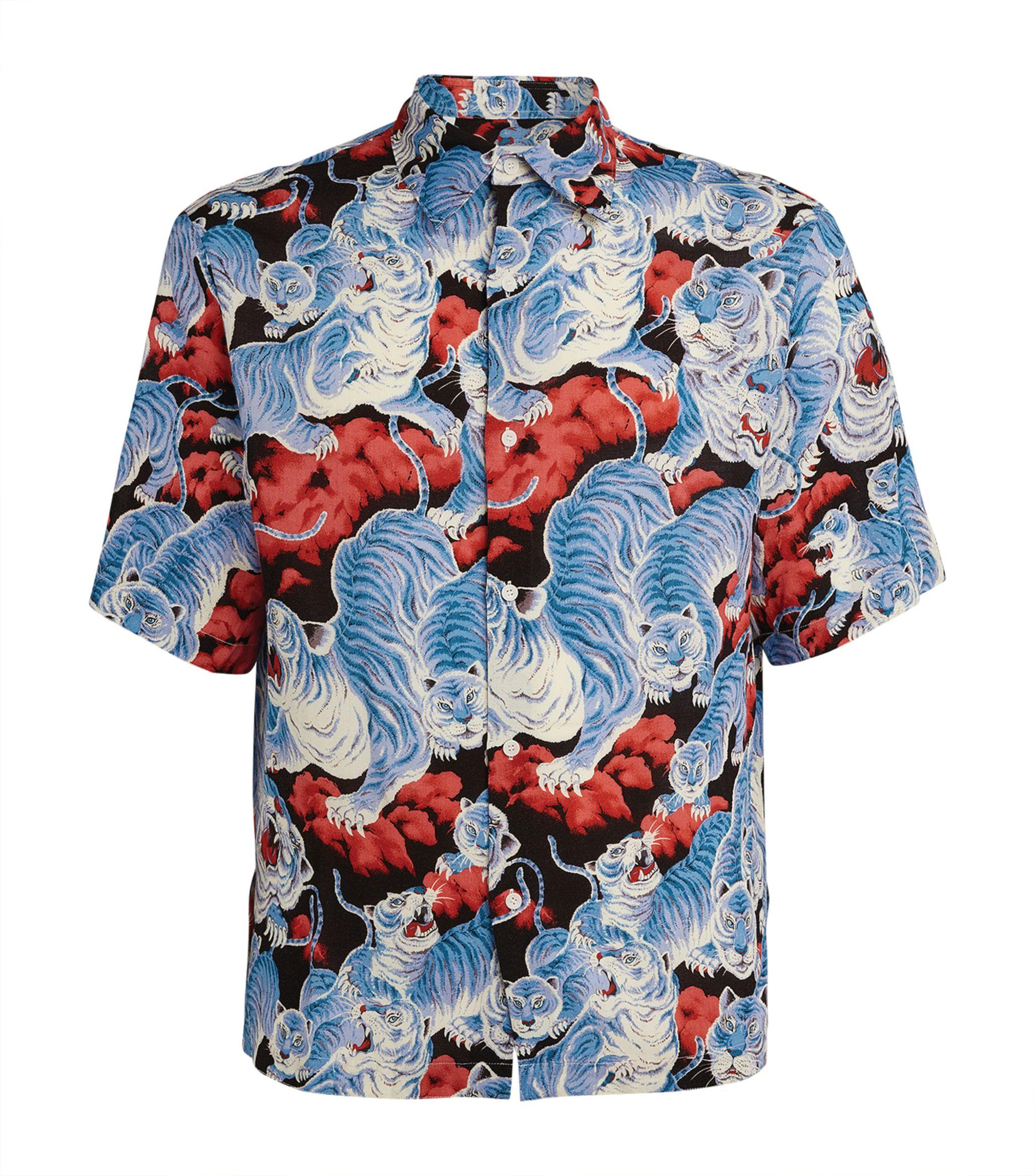 Sandro Wool Tiger Print Shirt in Blue for Men - Save 40% - Lyst