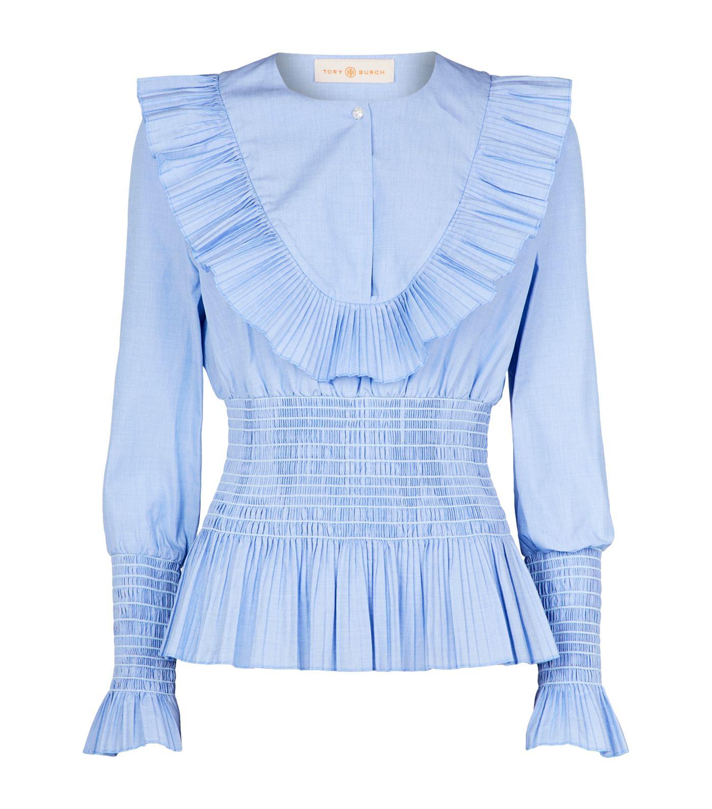 tory burch smocked cotton top