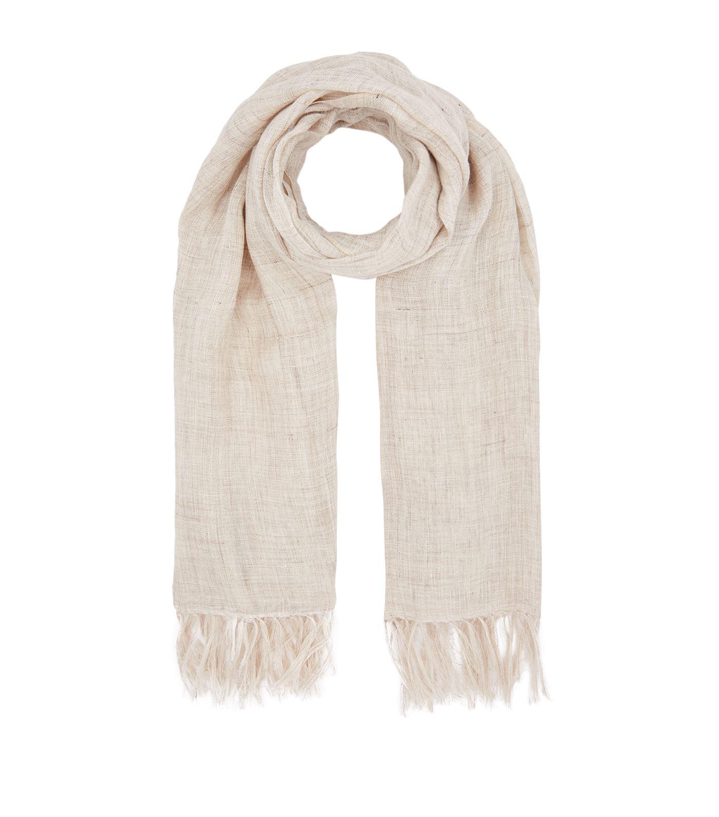 Max Mara Fringed Linen Scarf in Beige (Natural) - Lyst