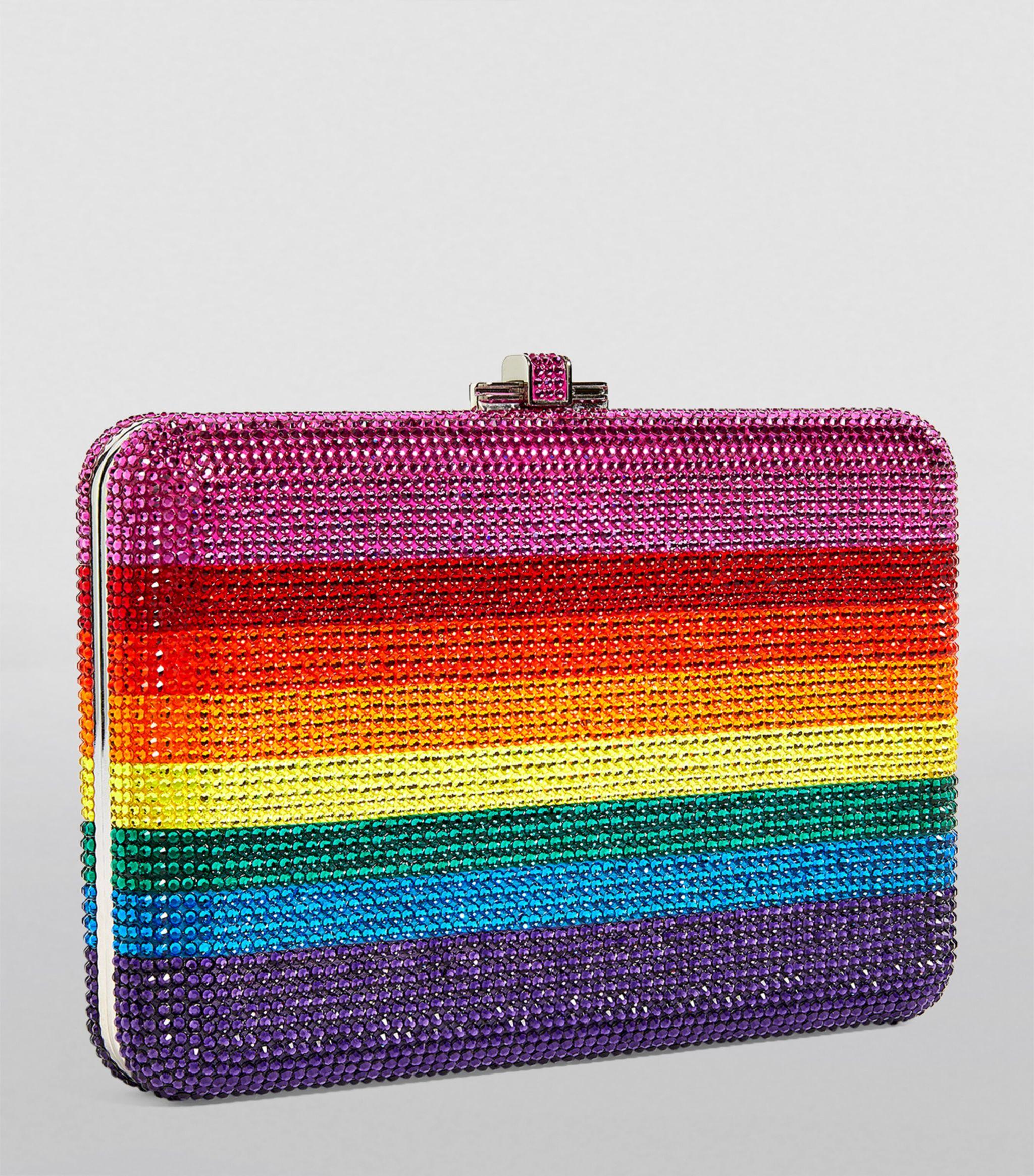 Judith Leiber Rainbow Crystal-embellished Box Clutch Bag