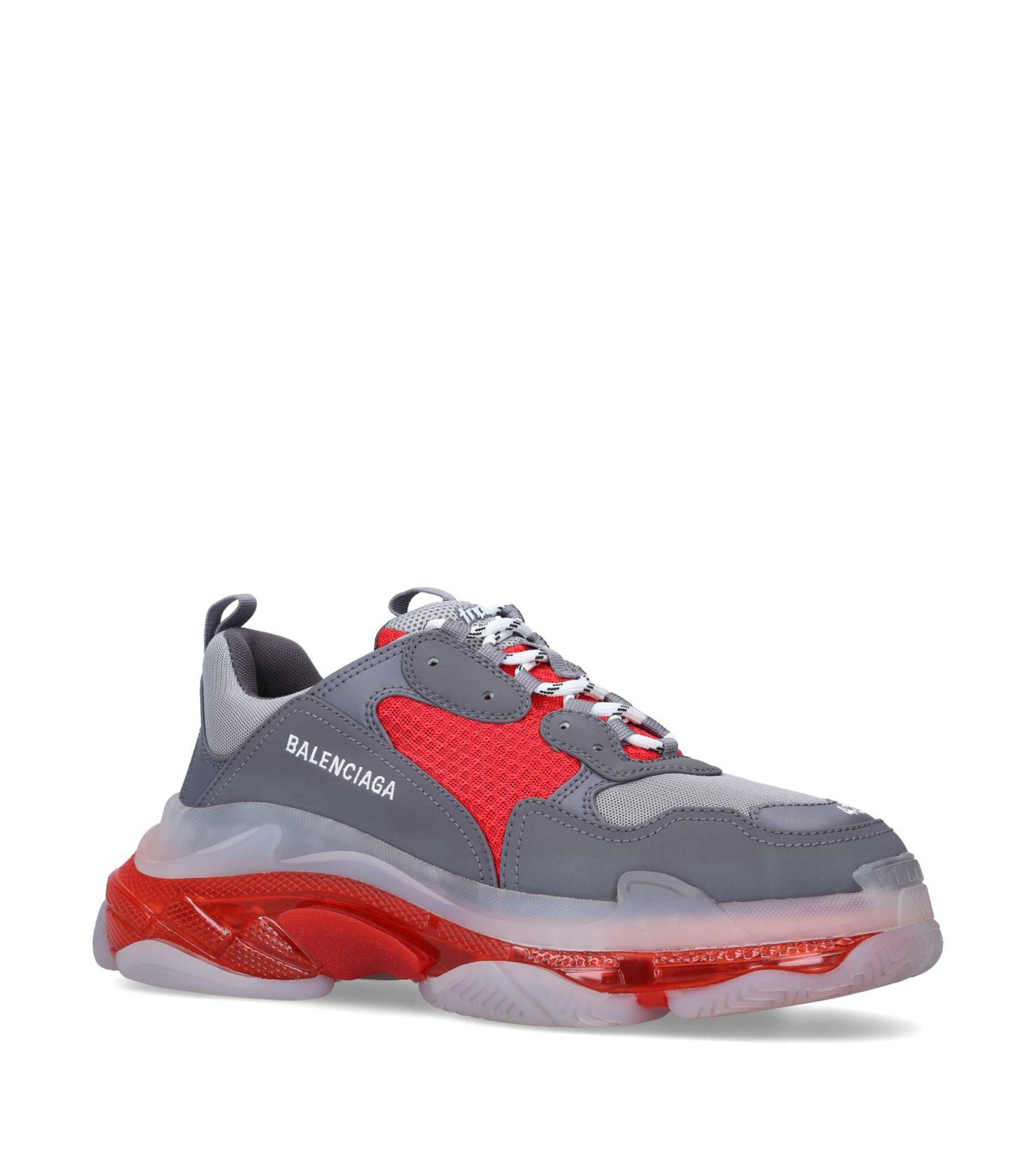 balenciaga triple s clear sole sneakers in navy blue