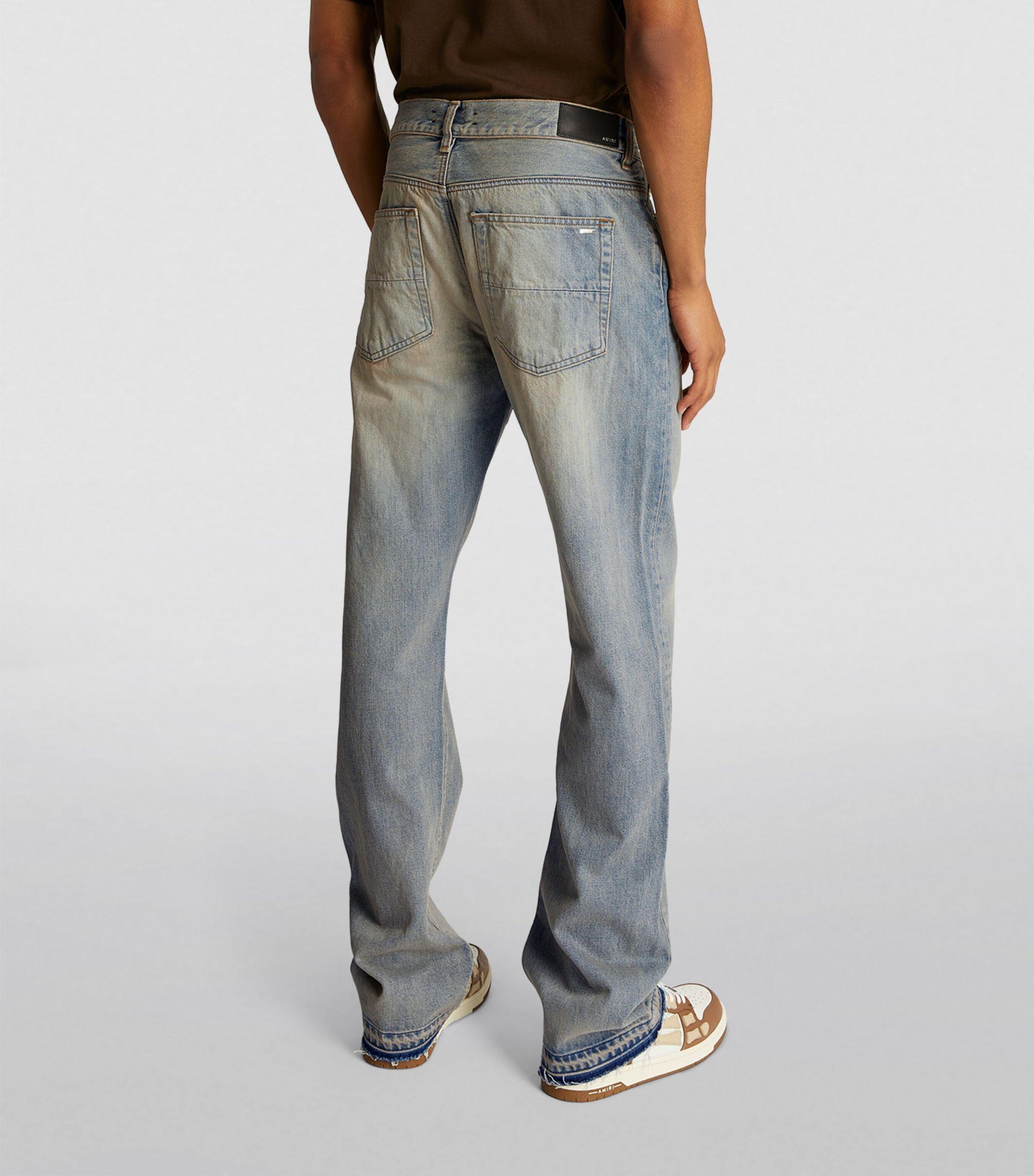 Amiri Unhemmed Straight Jeans in Blue for Men | Lyst