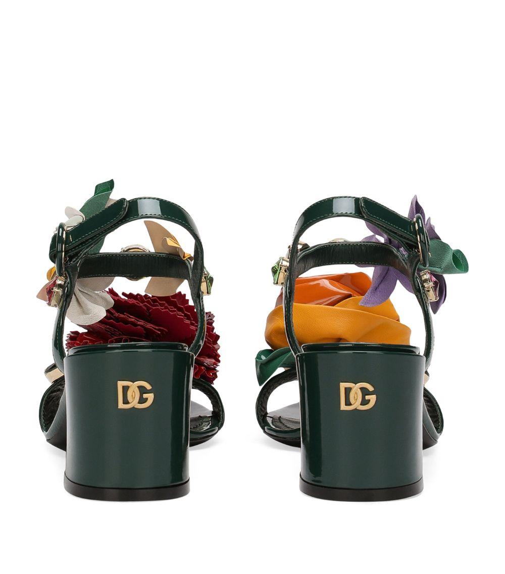 Dolce & Gabbana Leather Floral Heeled Sandals | Lyst UK