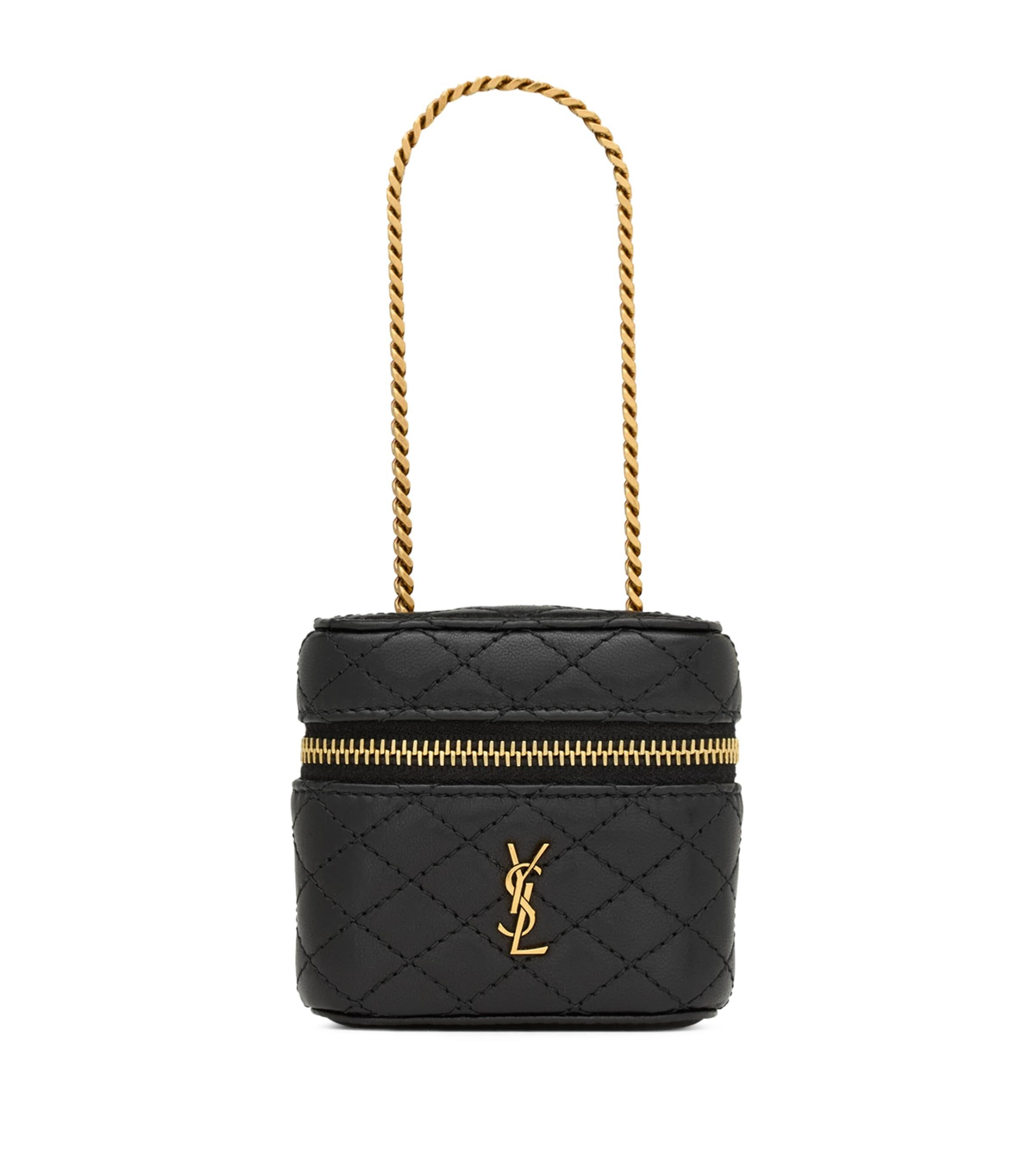 【関税&送料込】Saint Laurent Vanity Gaby Handbag In Quilted SAINT LAURENT Gaby Vanity micro quilted leather shoulder bag