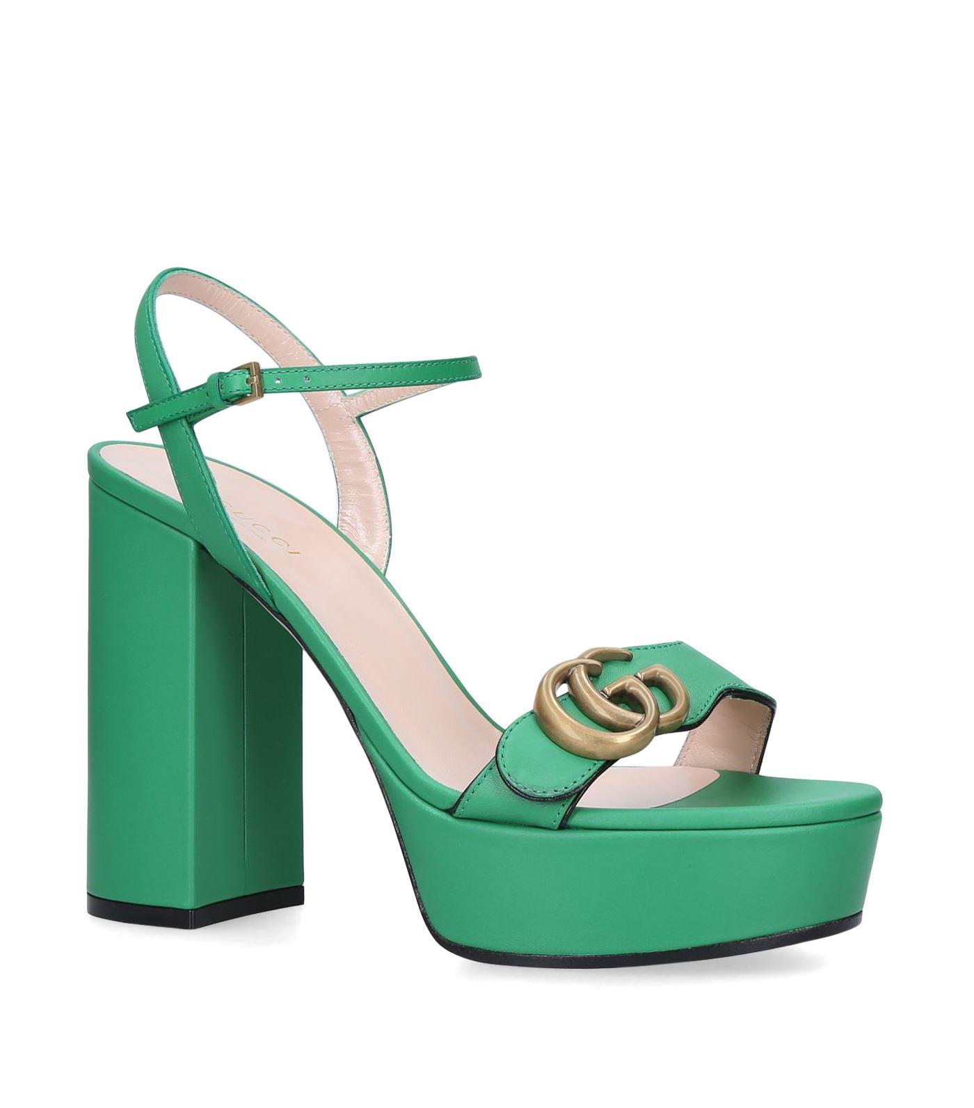 Gucci Marmont Platform Sandals 85 in Green | Lyst UK