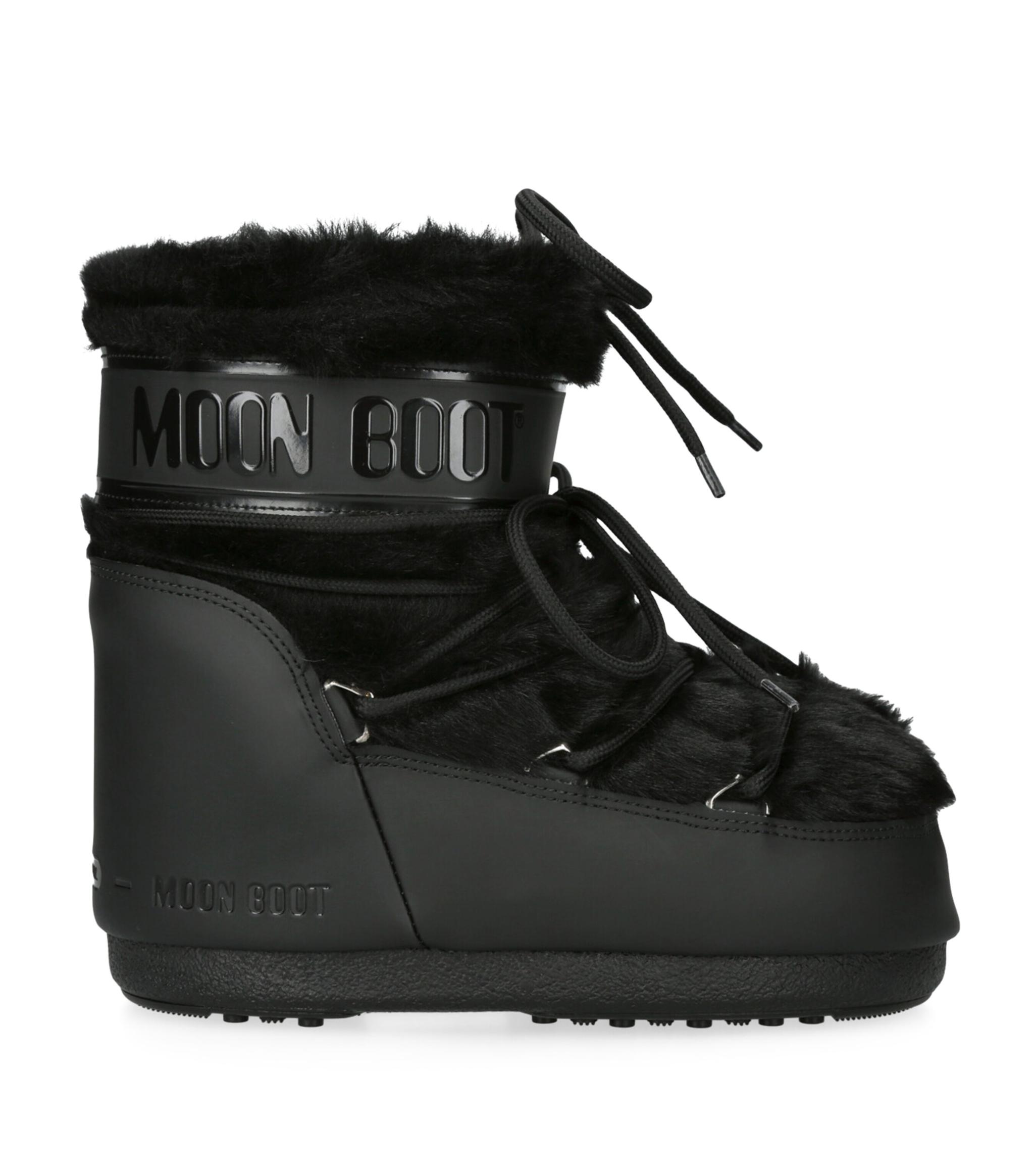 Moon Boot Faux Fur Icon Low Boots in Black | Lyst