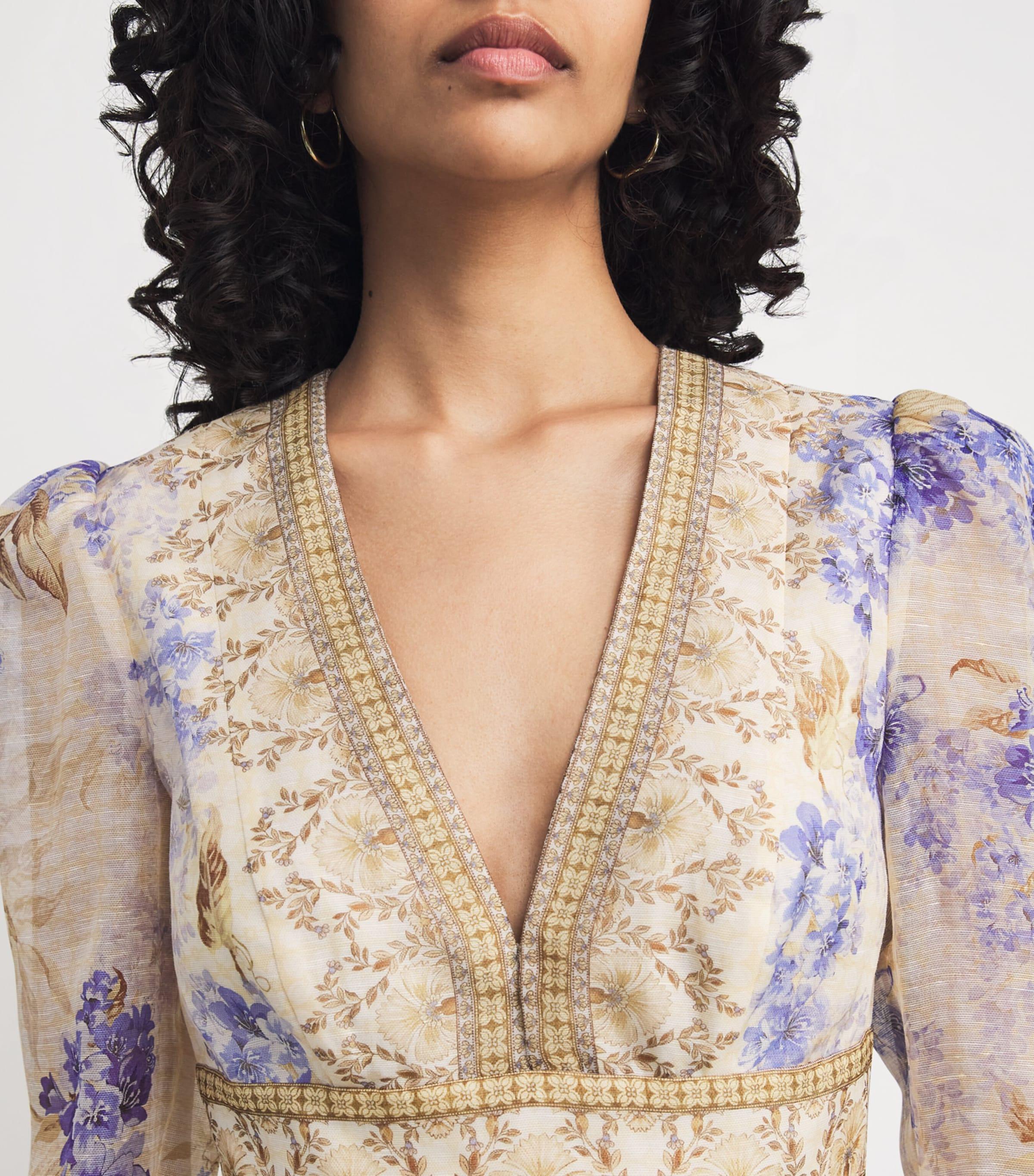 【Zimmermann】Dawning linen and silk minidress Zimmermann Linen-Silk Dawning Mini Dress in Natural | Lyst