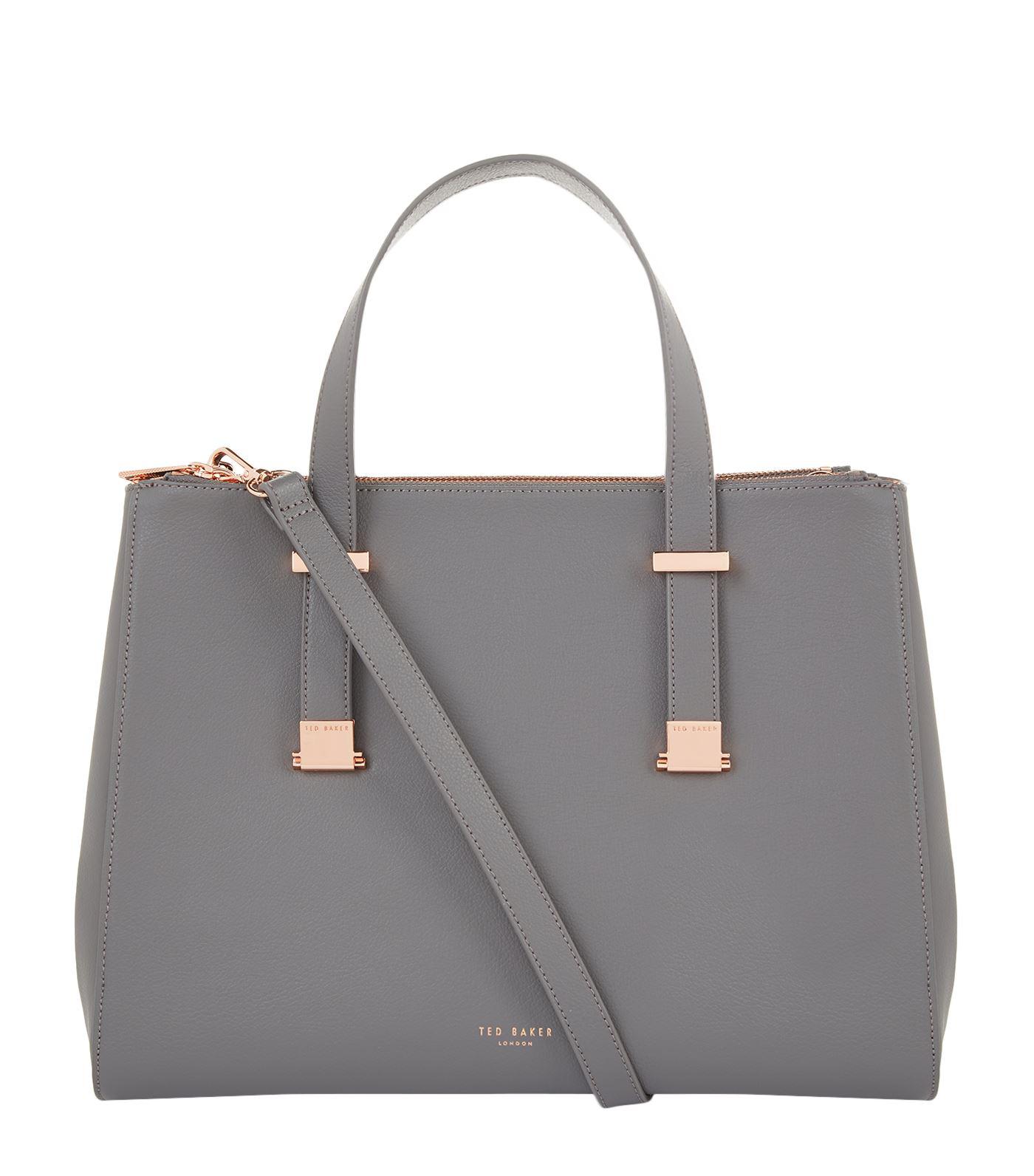 Ted Baker Alunaa Pebble Grain Tote Bag in Gray | Lyst