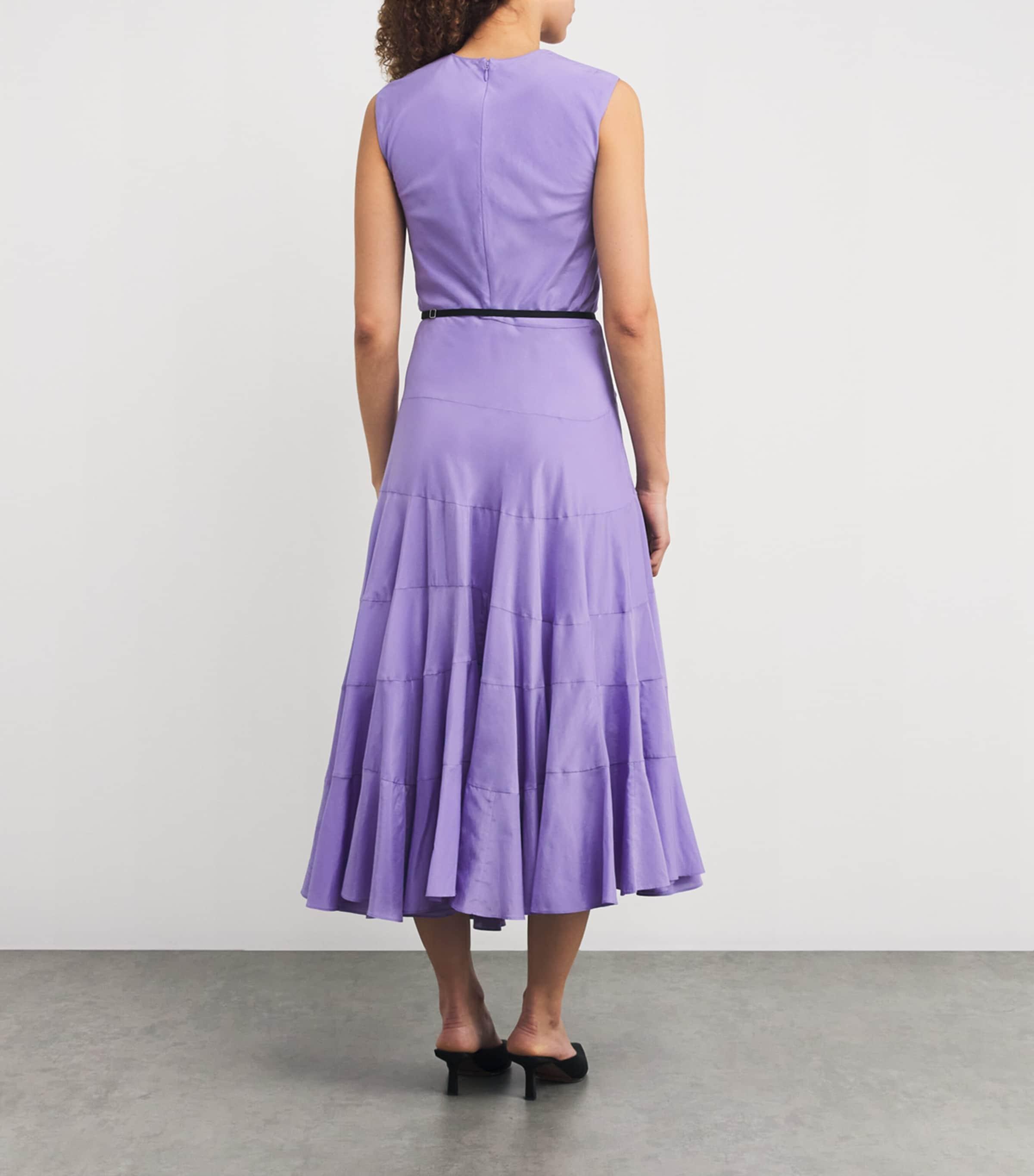 Tory Burch Cotton-Silk Flared Midi Dress in Purple | Lyst