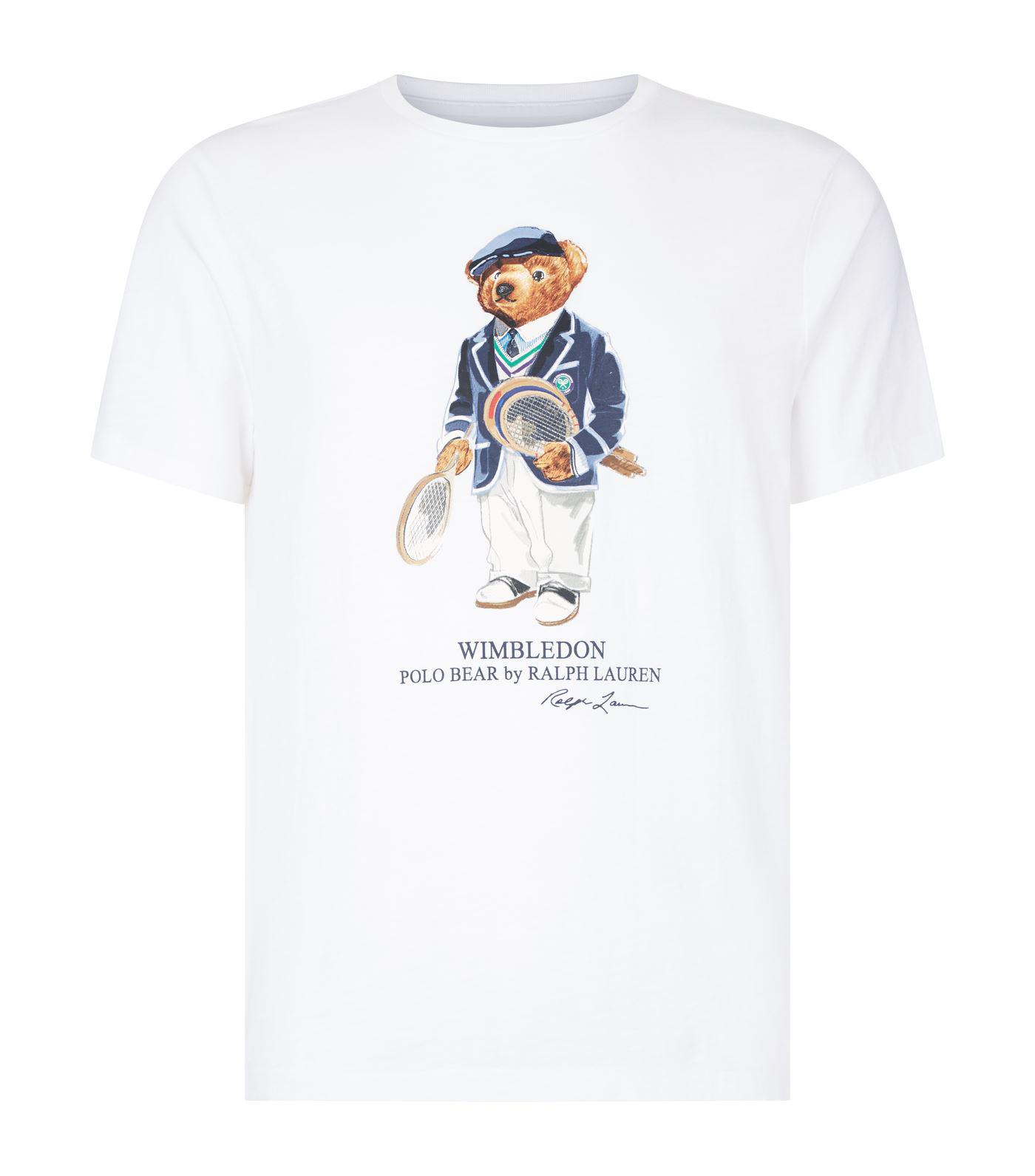 Polo Ralph Lauren Leather Wimbledon Polo Bear T-shirt in White for Men |  Lyst
