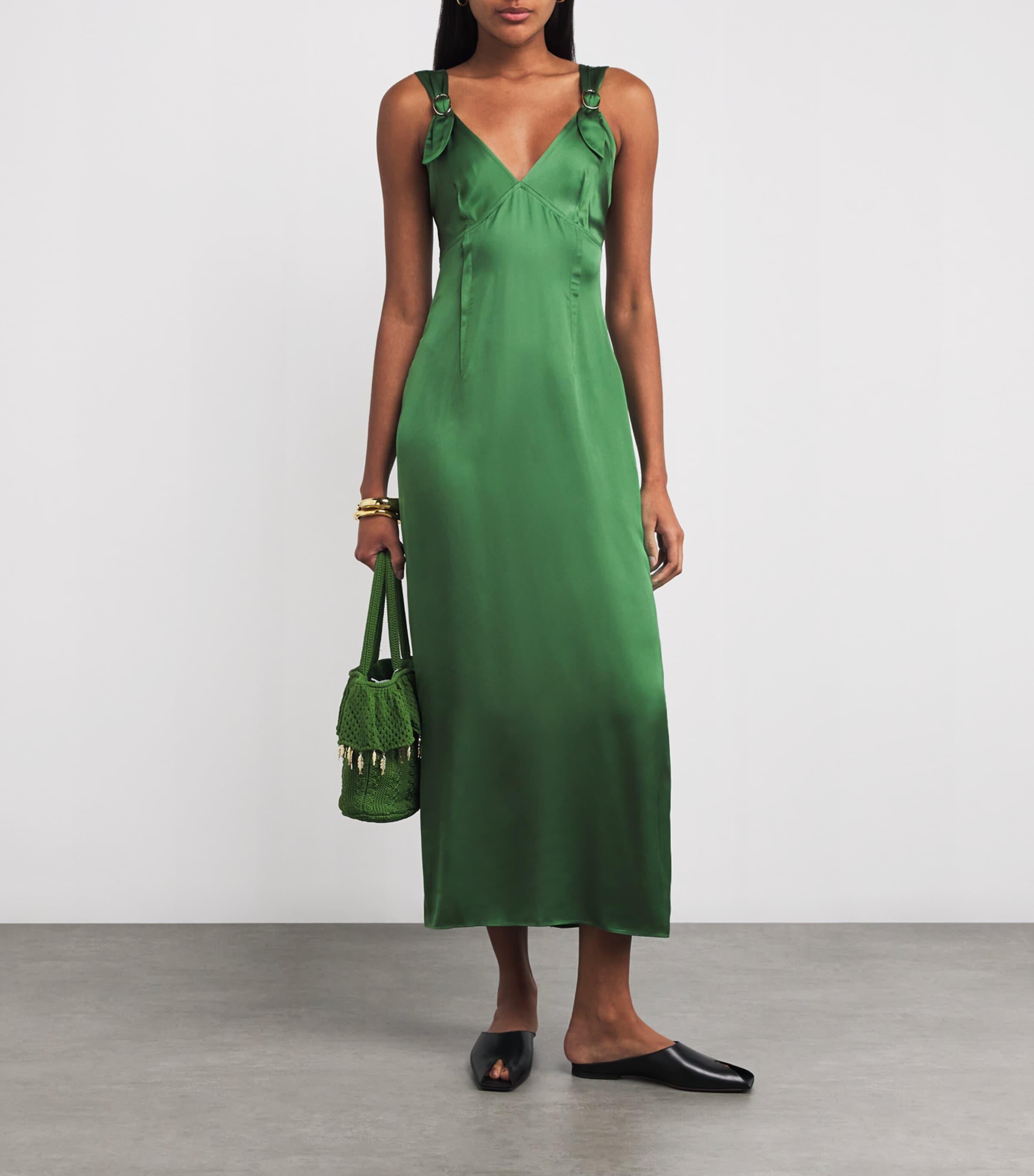 sandro green silk dress SANDRO. Green silk dress. Size 1 (XS/S) – Hibuy market main image 1