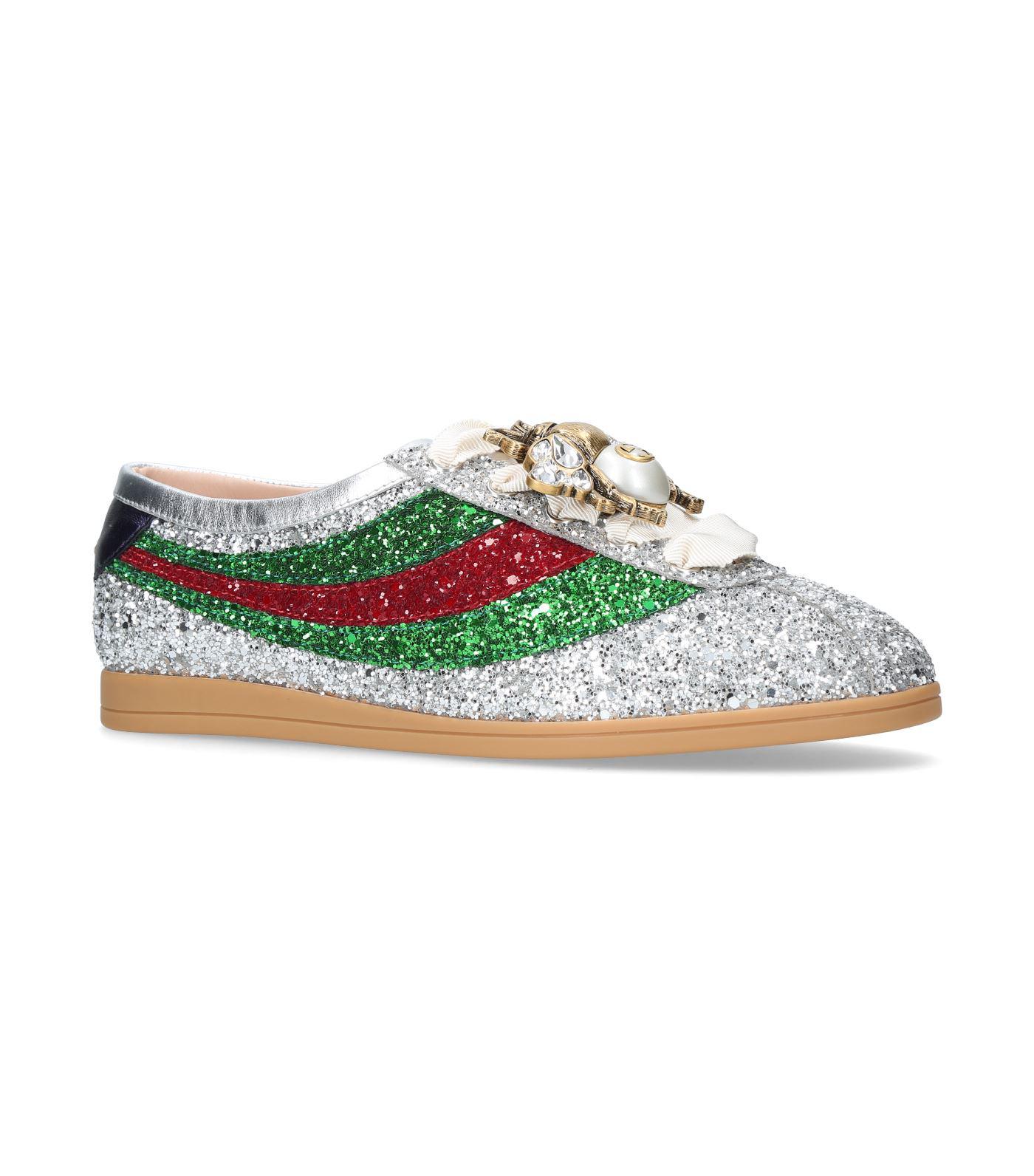 gucci - metallic beetle glitter sneakers - lyst
