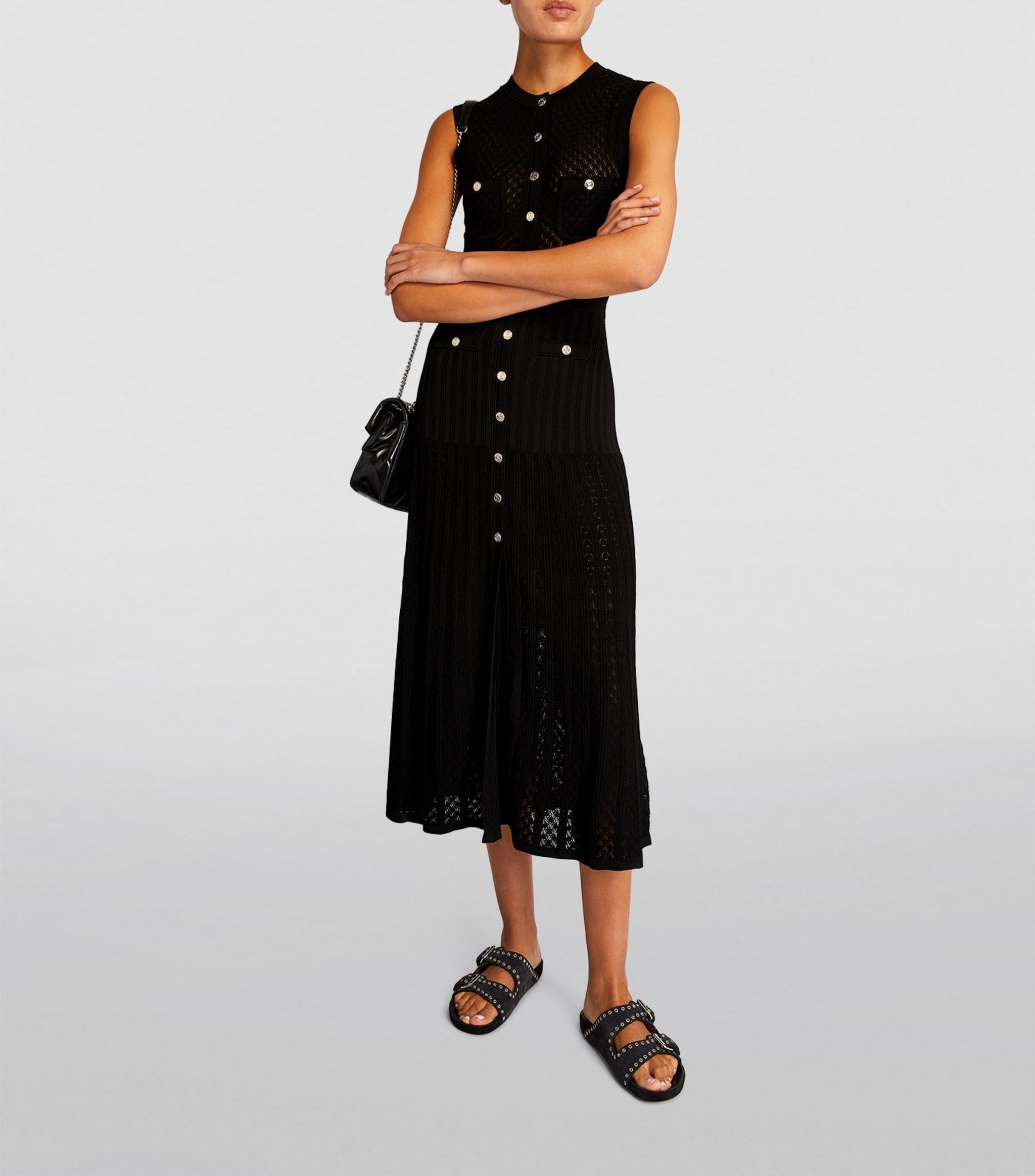 Sandro Lace-detail Midi Dress in Black Lyst