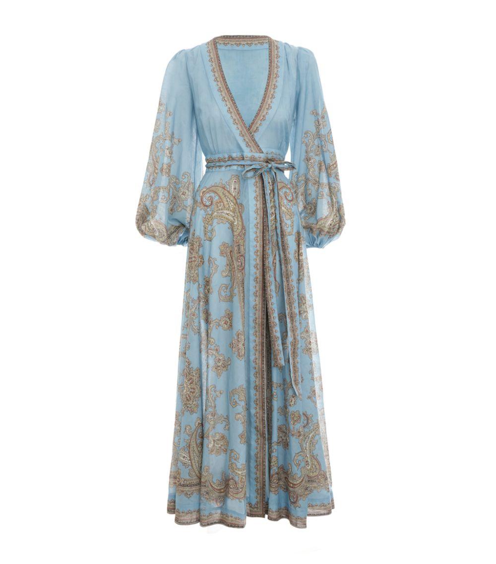 Zimmermann Cotton Fiesta Wrap Dress in Blue Lyst
