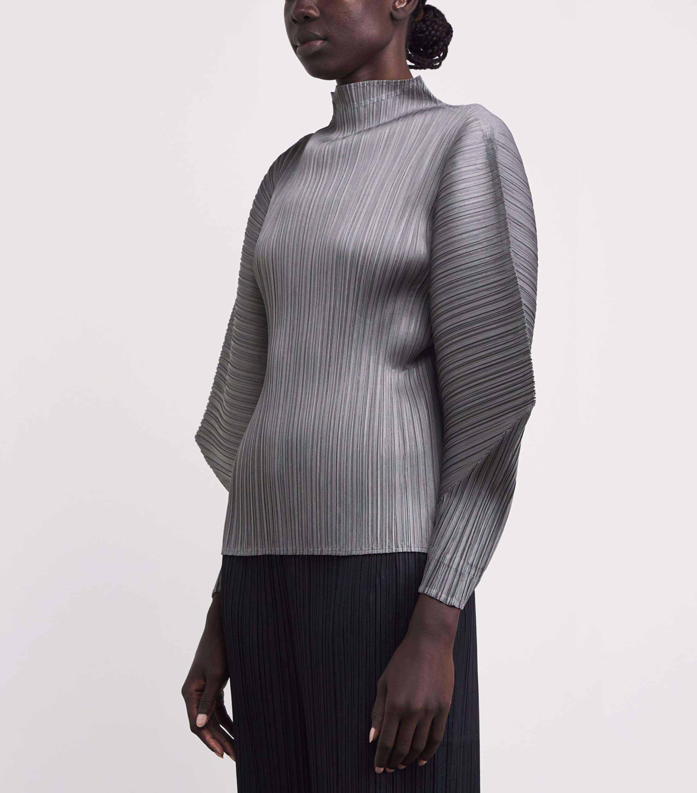 Pleats Please Issey Miyake Skyline High-Neck Top in Gray | Lyst