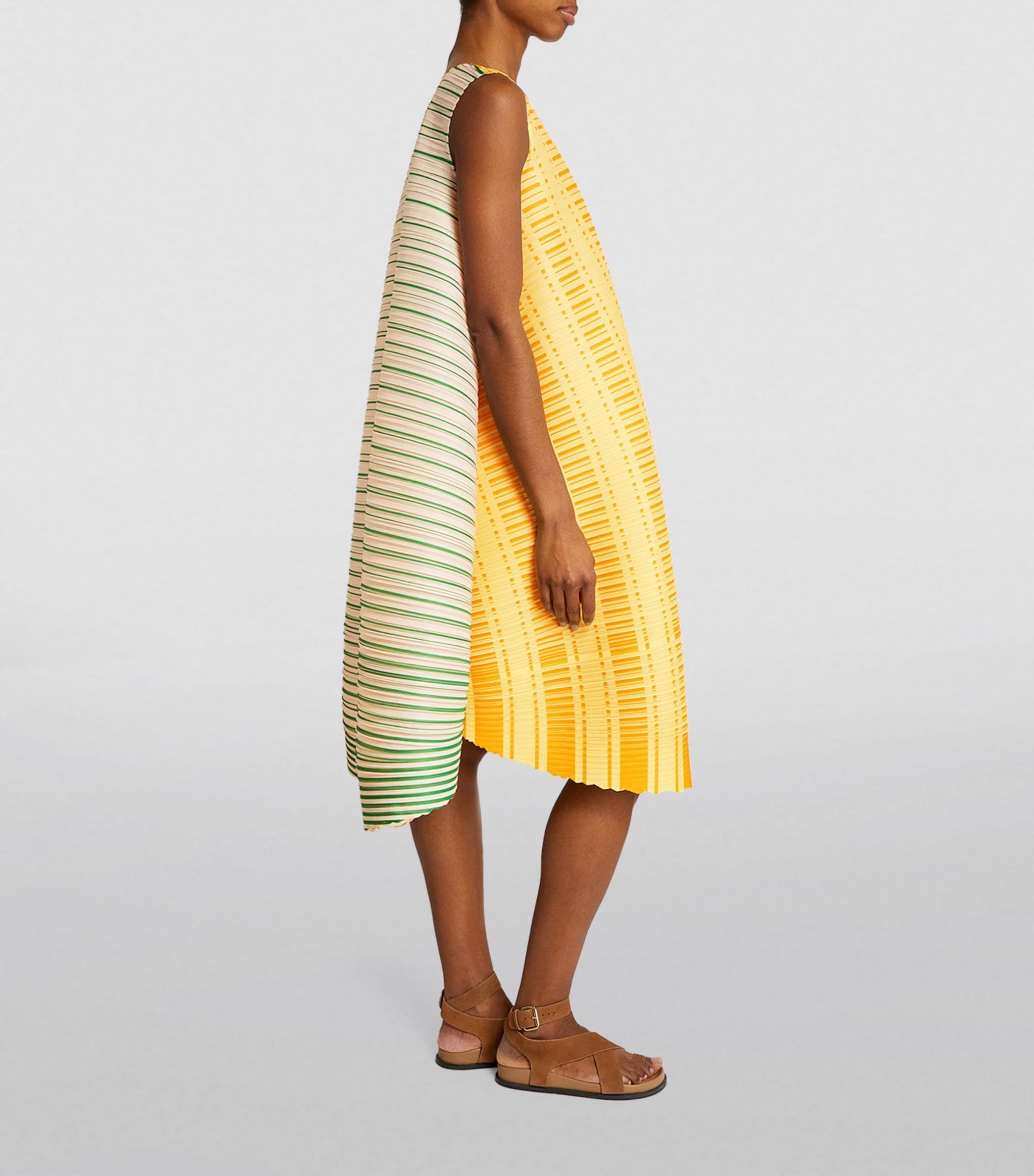 Pleats Please Issey Miyake Vege Mix 2 Midi Dress in Yellow | Lyst