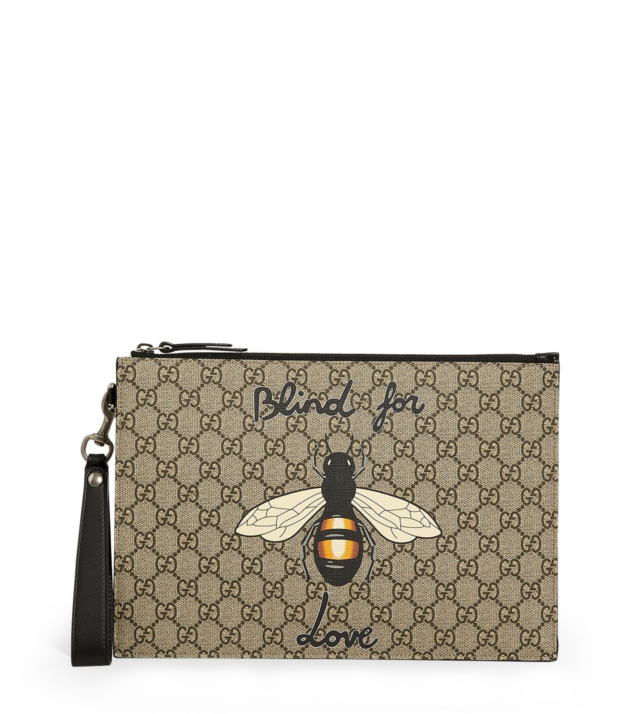 Gucci Bestiary Bee Monogram Black Coated Canvas Messenger Bag