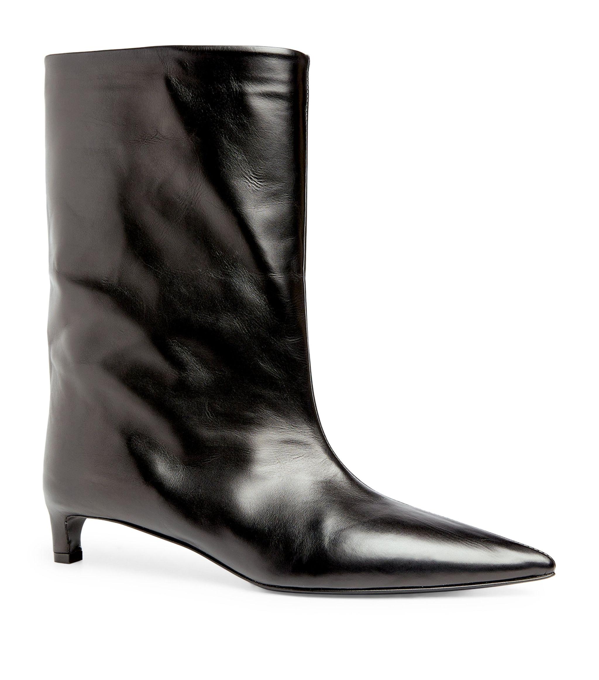 Jil Sander Leather Ankle Boots 35 in Black | Lyst