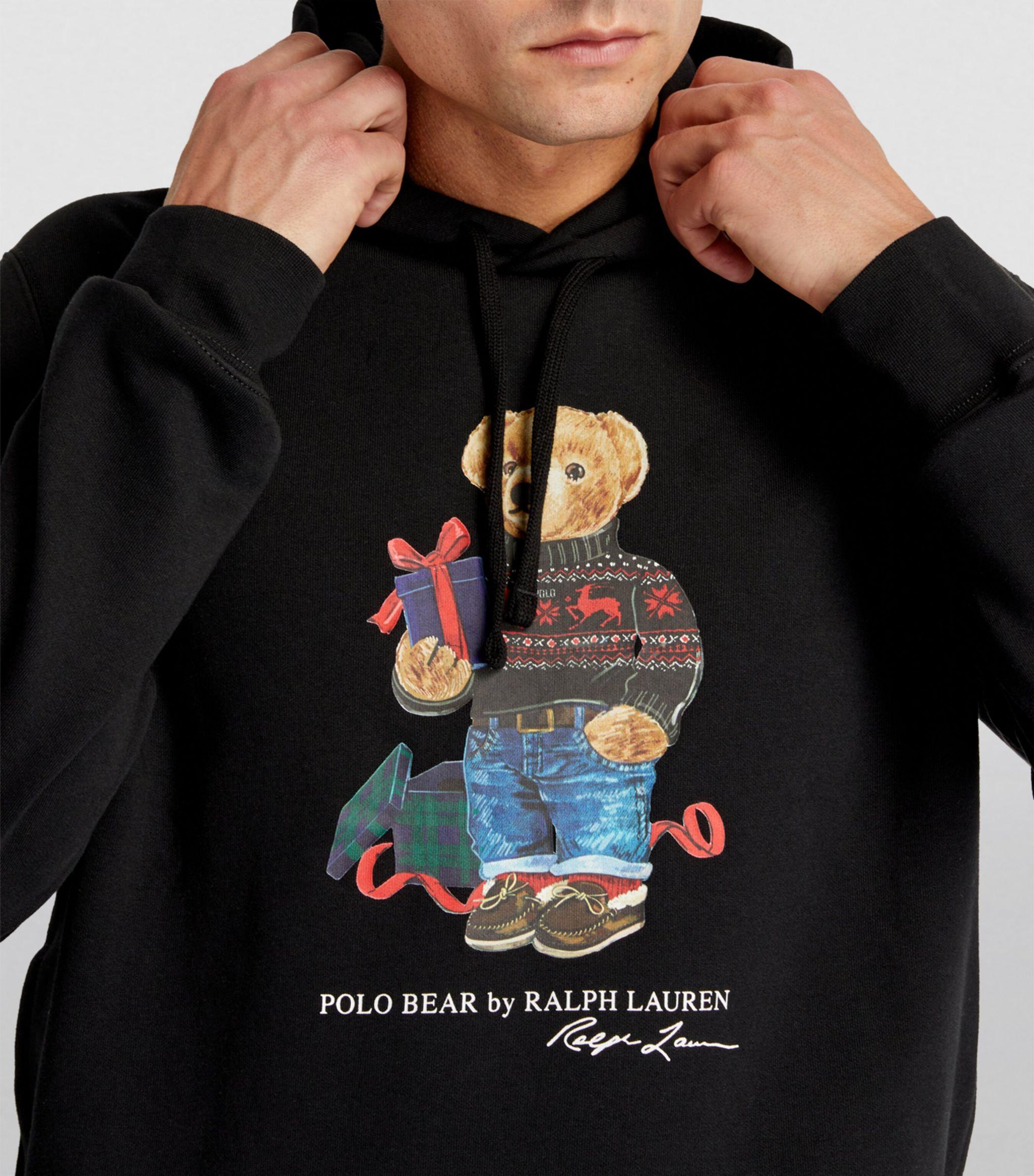 Mens polo shop hoodie with bear