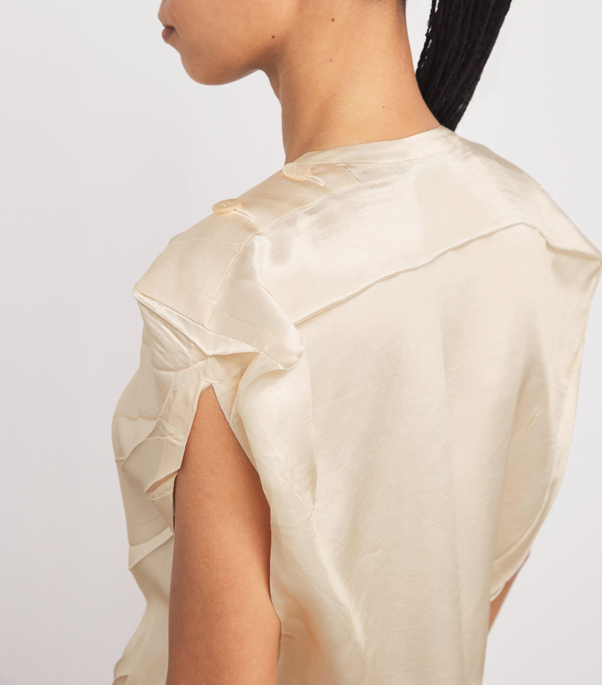 Issey Miyake Pressed Flora Ranunculus Column Maxi Dress in Natural 
