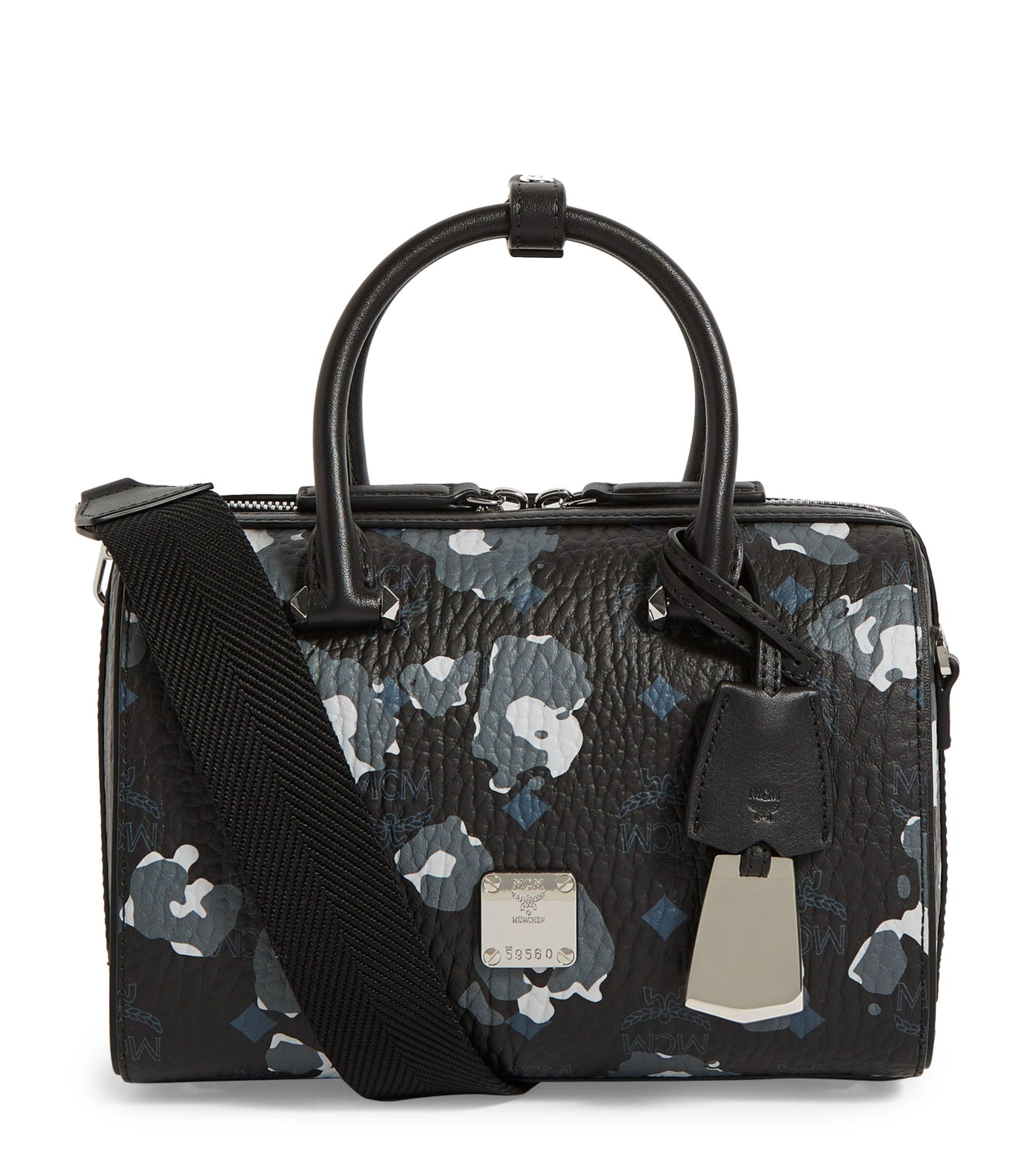 MCM Canvas Essential Floral Leopard Boston Bag in Black - Save 35% - Lyst