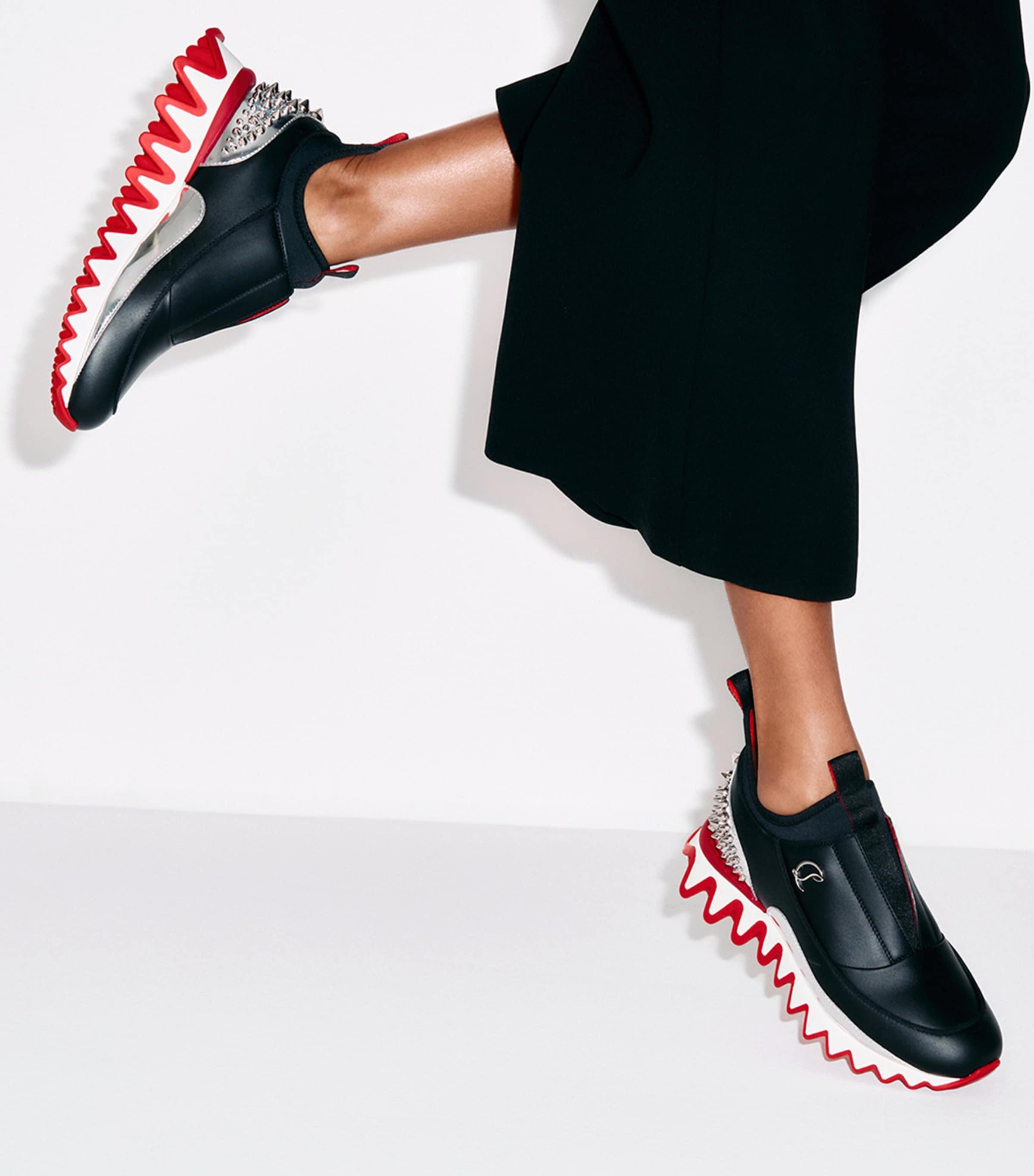 Christian Louboutin Sharkyloub Spikes Leather Low-Top Trainers in 