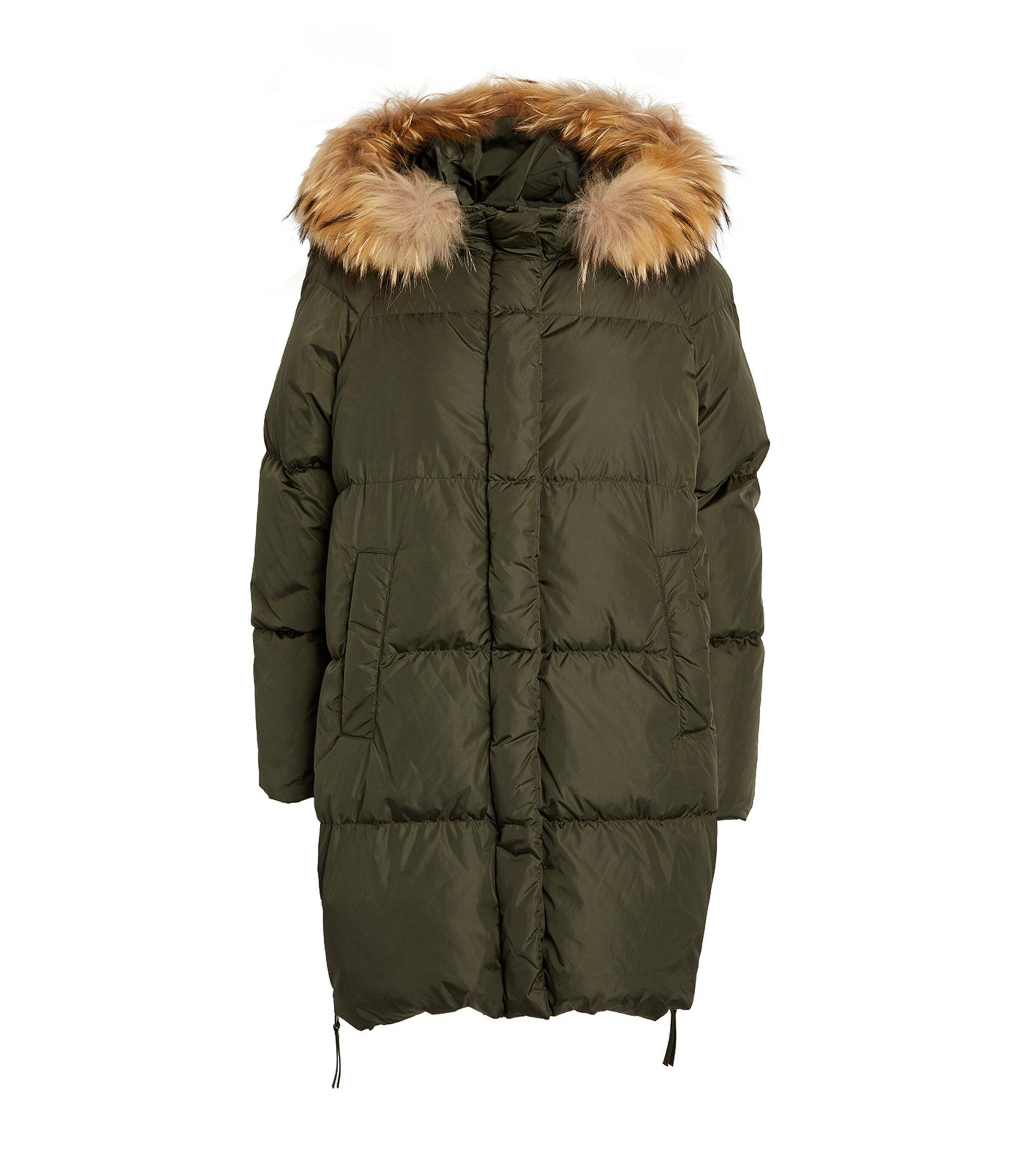 Weekend by Maxmara Fur-hood Quilted Parka in Green | Lyst