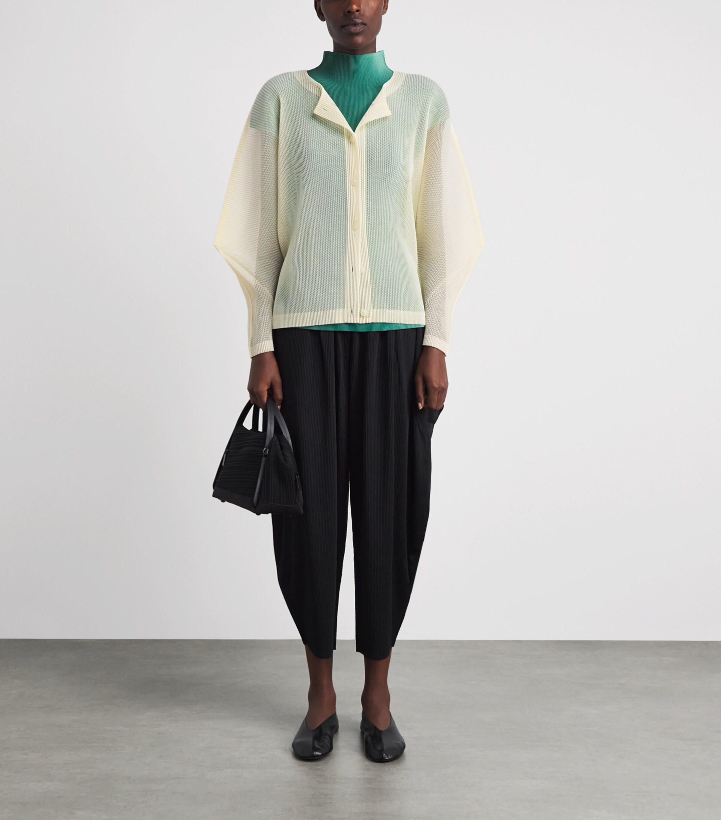 Pleats Please Issey Miyake Tatami August Cardigan in White | Lyst