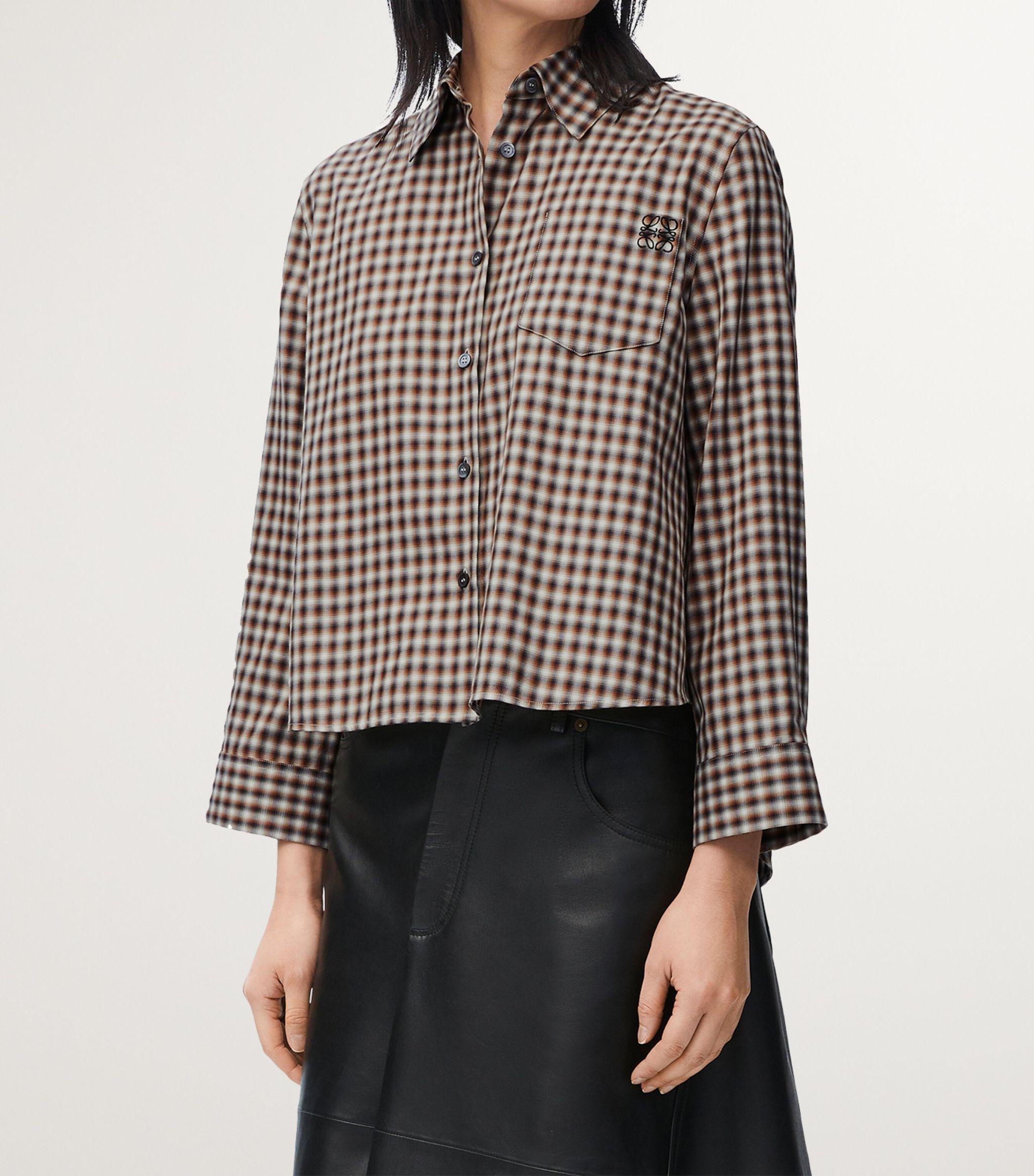 Loewe Check Trapeze Shirt in Brown | Lyst