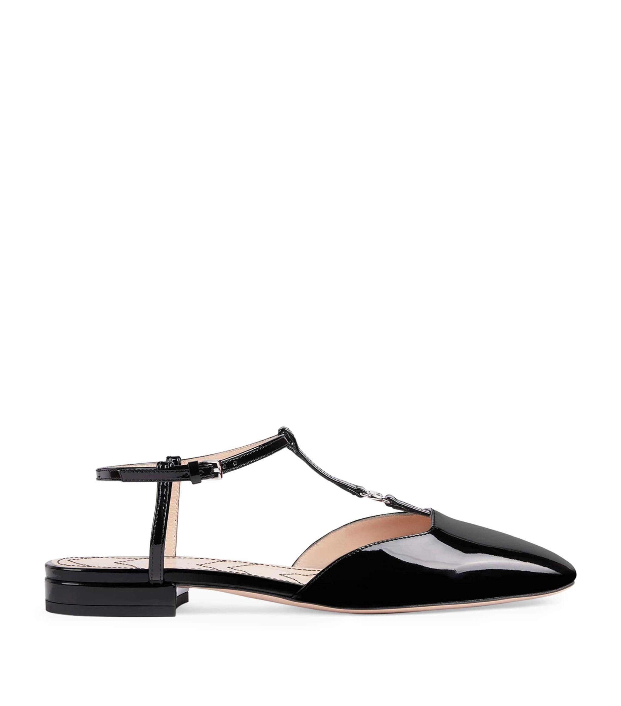 Gucci Leather Double G Ballet Flats In Brown Lyst Uk