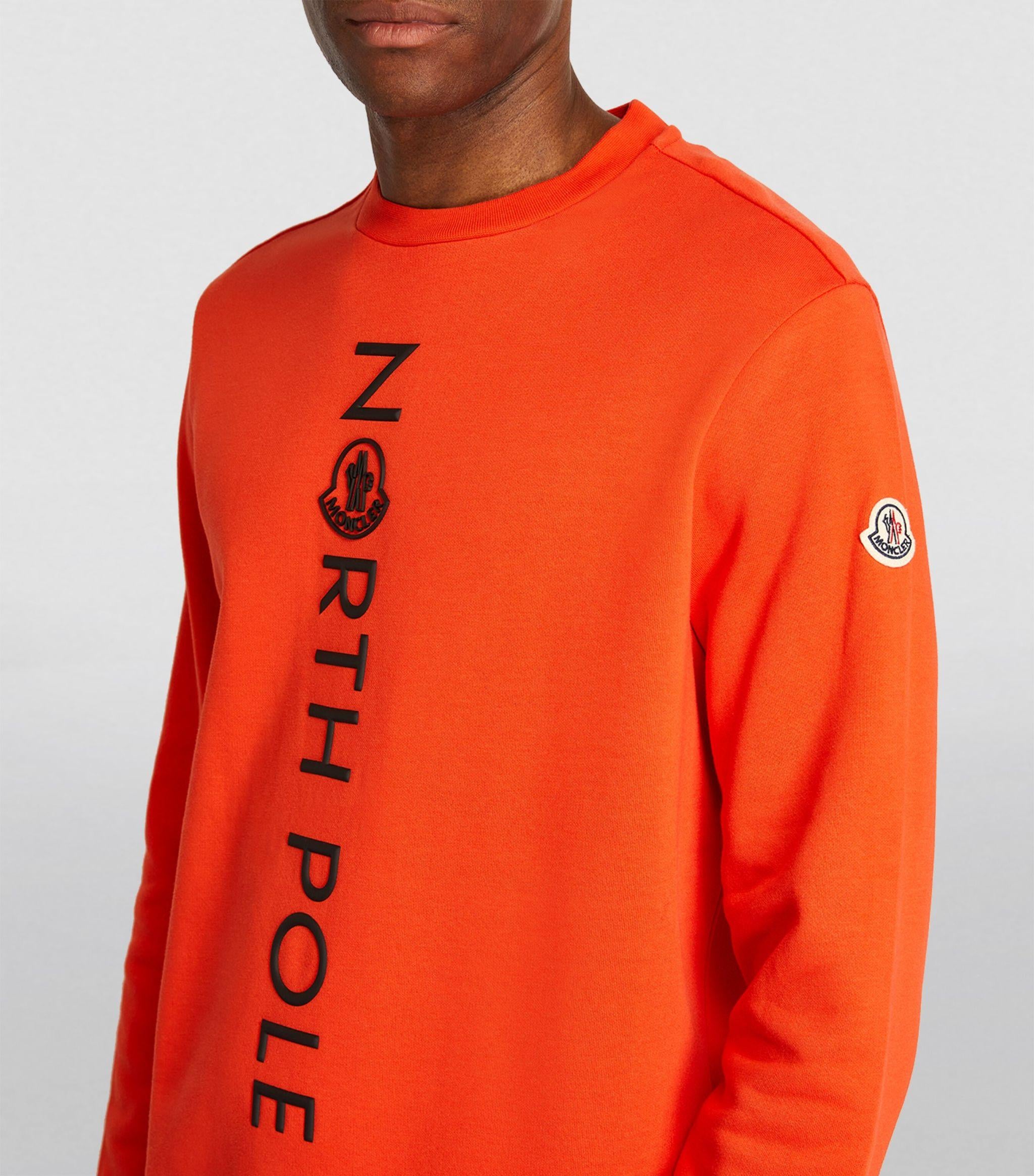Moncler Embroidered *north Pole* Sweatshirt in Orange for Men 