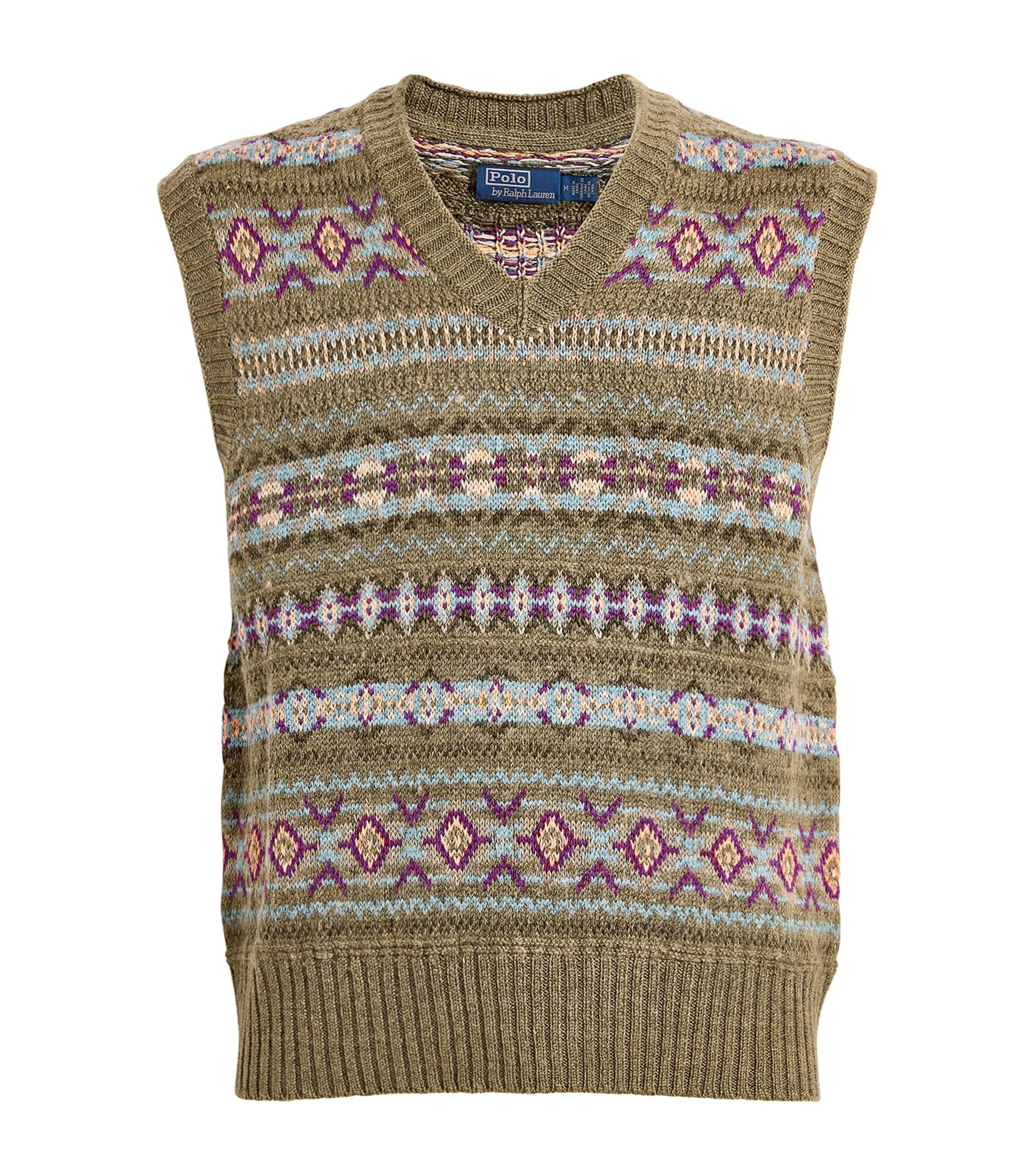Polo Ralph Lauren Linen-Blend Fair Isle Sweater Vest in Brown for