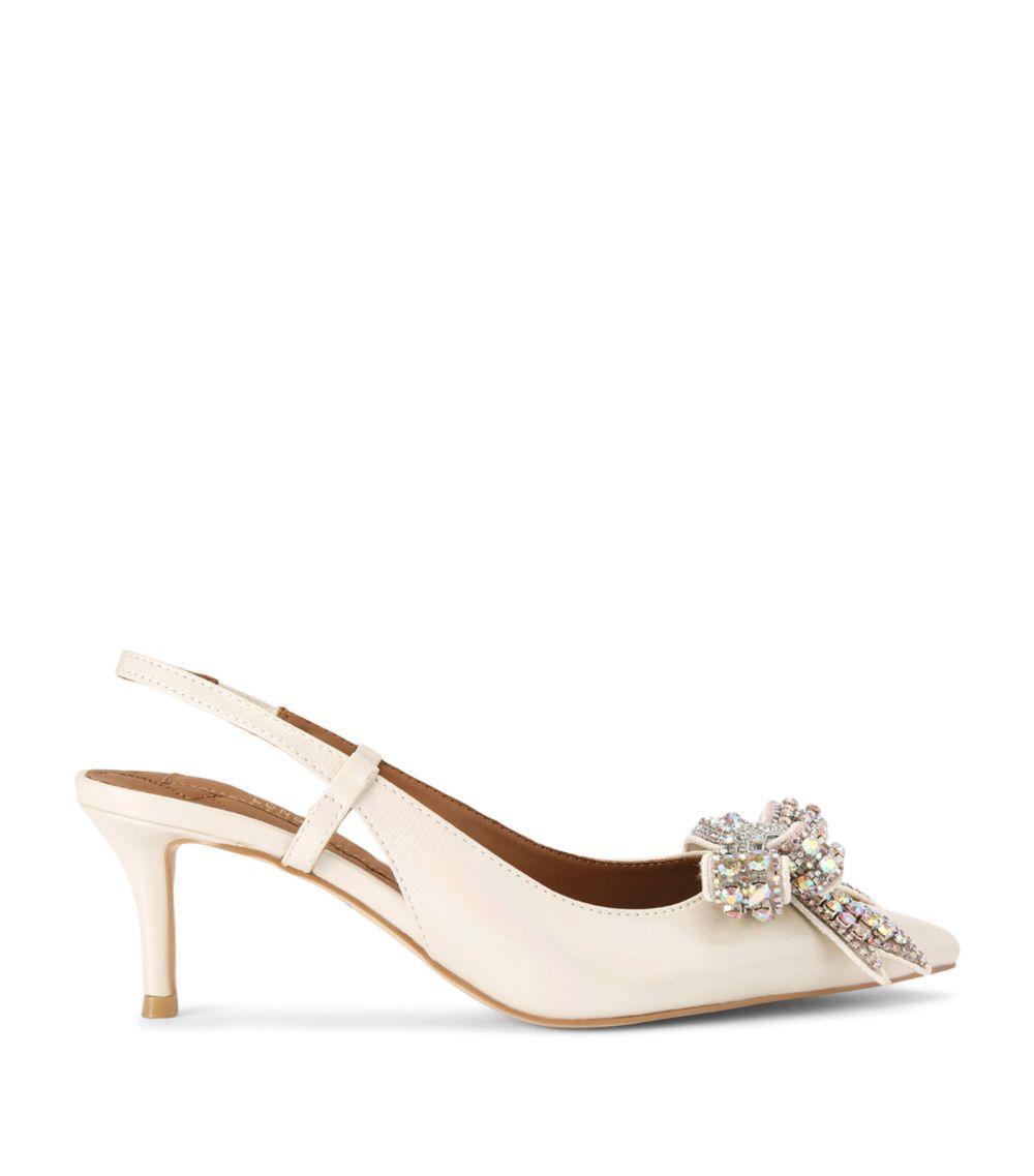 Kurt Geiger Leather Bow Embellished Belgravia Slingback Heels in Natural Lyst UK